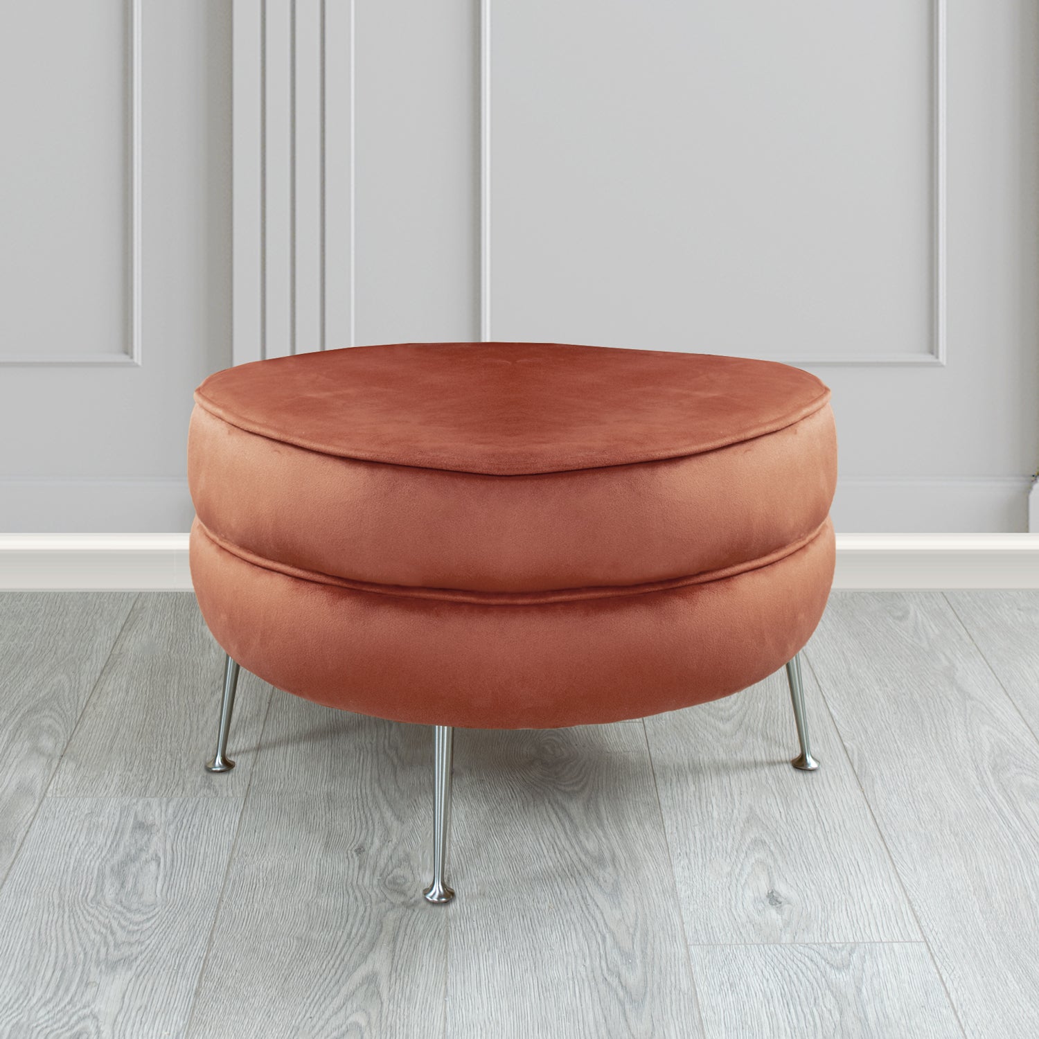 Olivia Footstool in Cristina Marrone Sapore Crib 5 Velvet Fabric