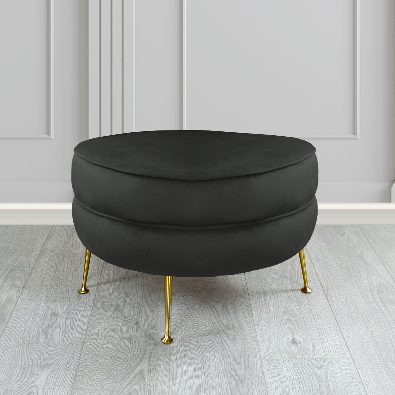 Olivia Footstool in Cristina Marrone Sapore Crib 5 Velvet Fabric