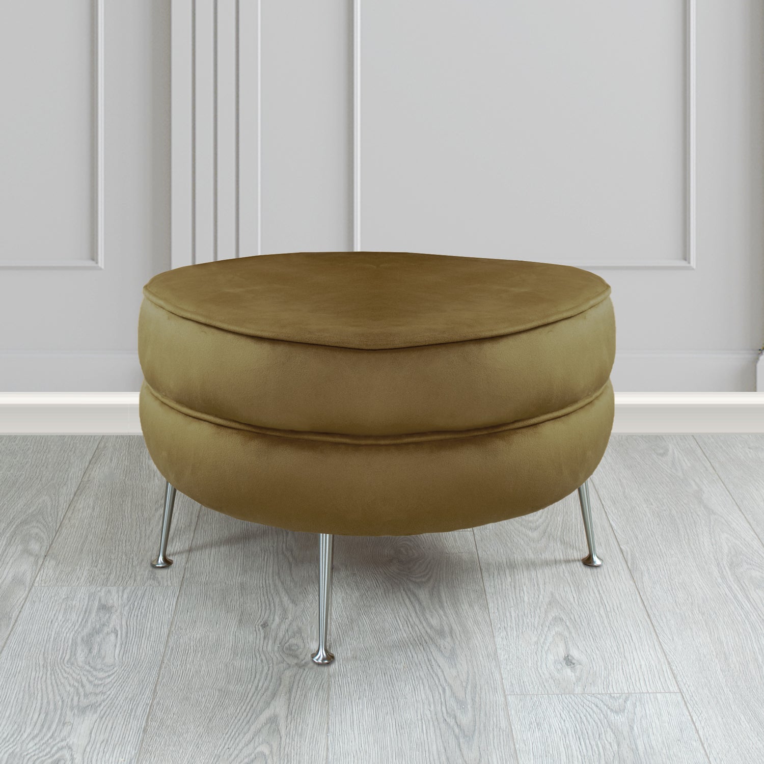 Olivia Footstool in Cristina Marrone Sapore Crib 5 Velvet Fabric