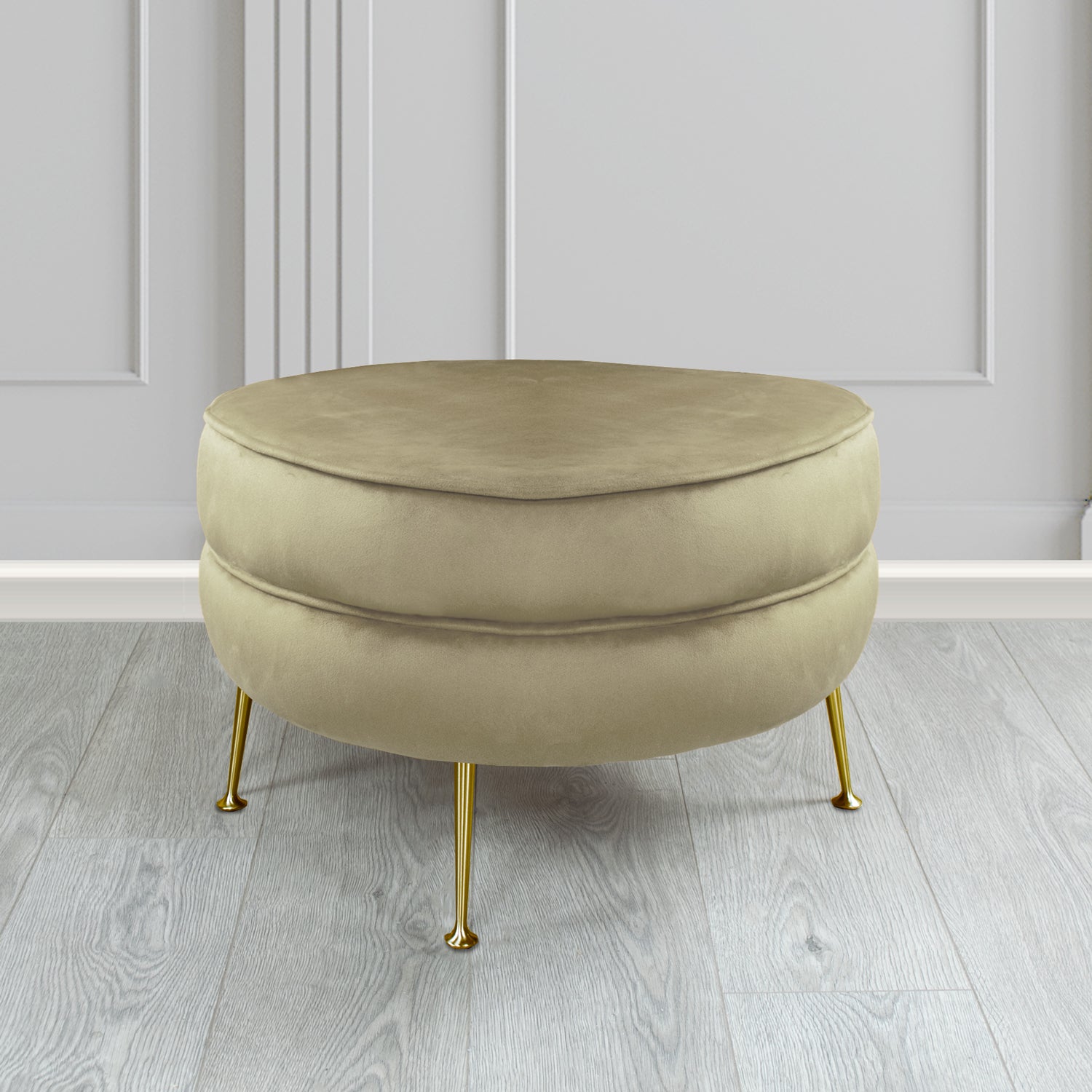 Olivia Footstool in Cristina Marrone Sapore Crib 5 Velvet Fabric