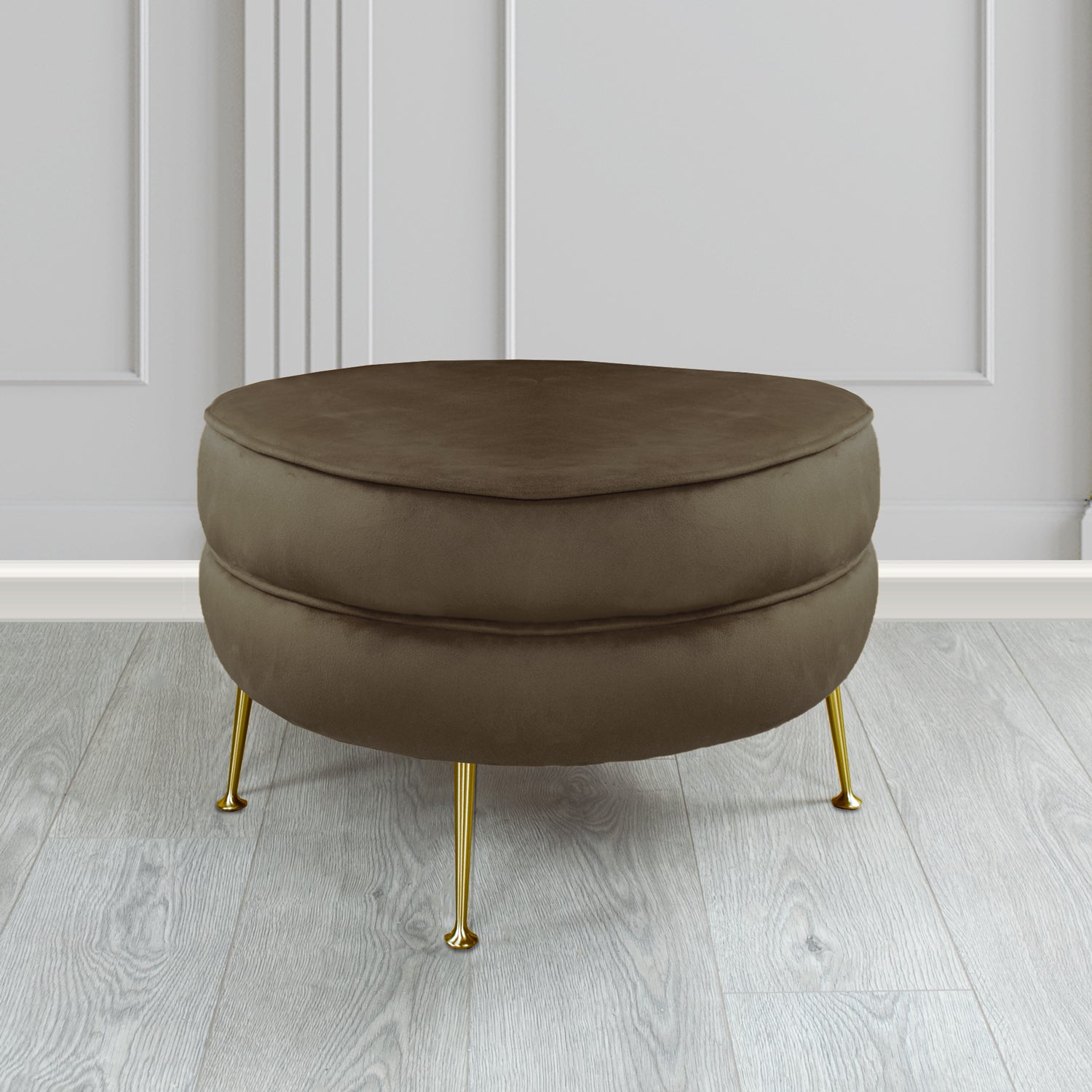 Olivia Footstool in Cristina Marrone Sapore Crib 5 Velvet Fabric