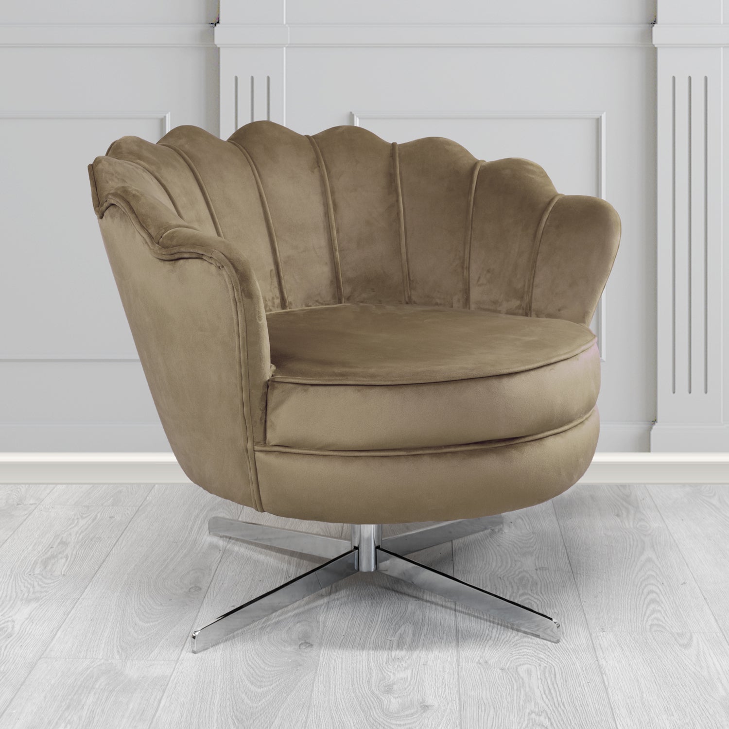 Olivia Swivel Shell Tub Chair in Tubz Monaco Plain Velvet Fabric