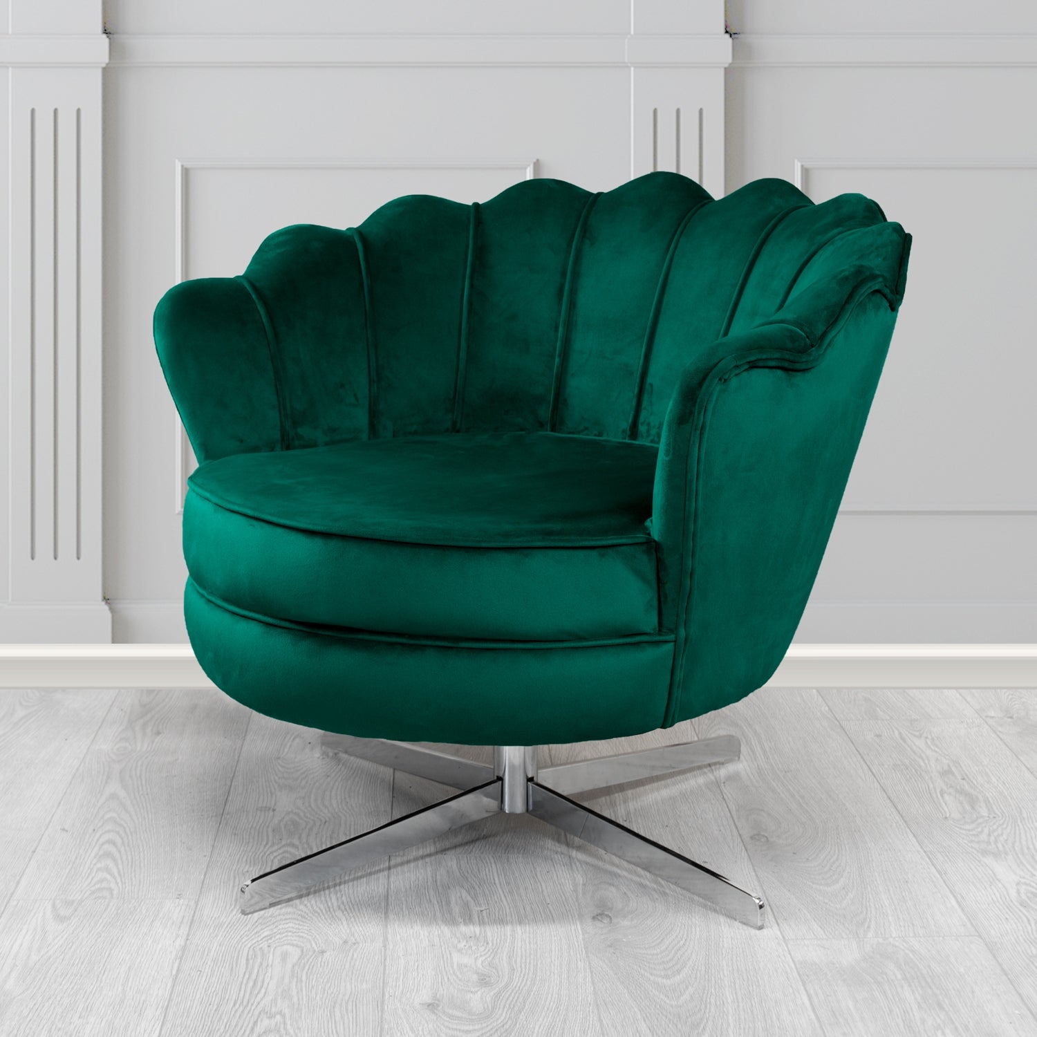 Olivia Swivel Shell Tub Chair in Tubz Monaco Plain Velvet Fabric