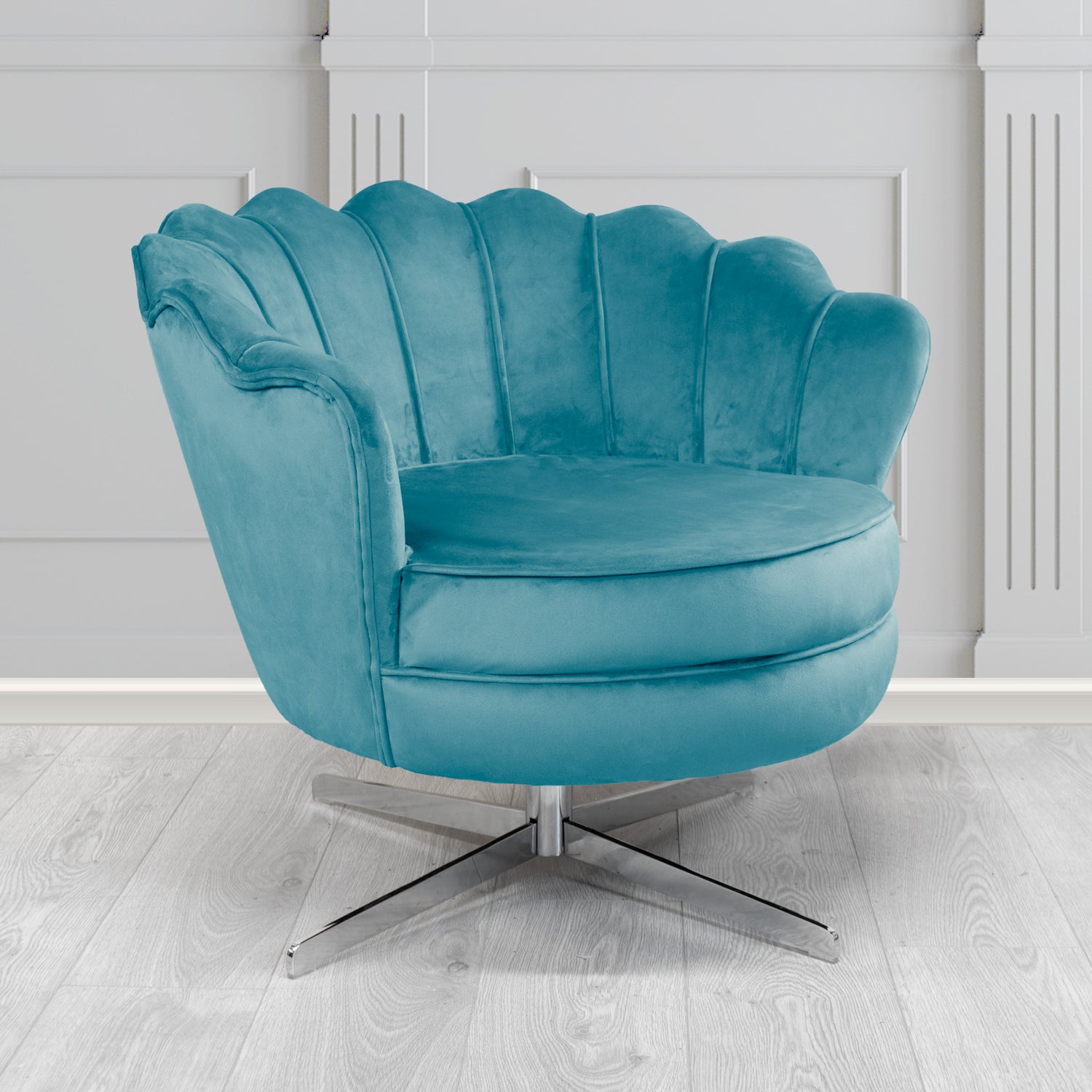 Olivia Swivel Shell Tub Chair in Tubz Monaco Plain Velvet Fabric