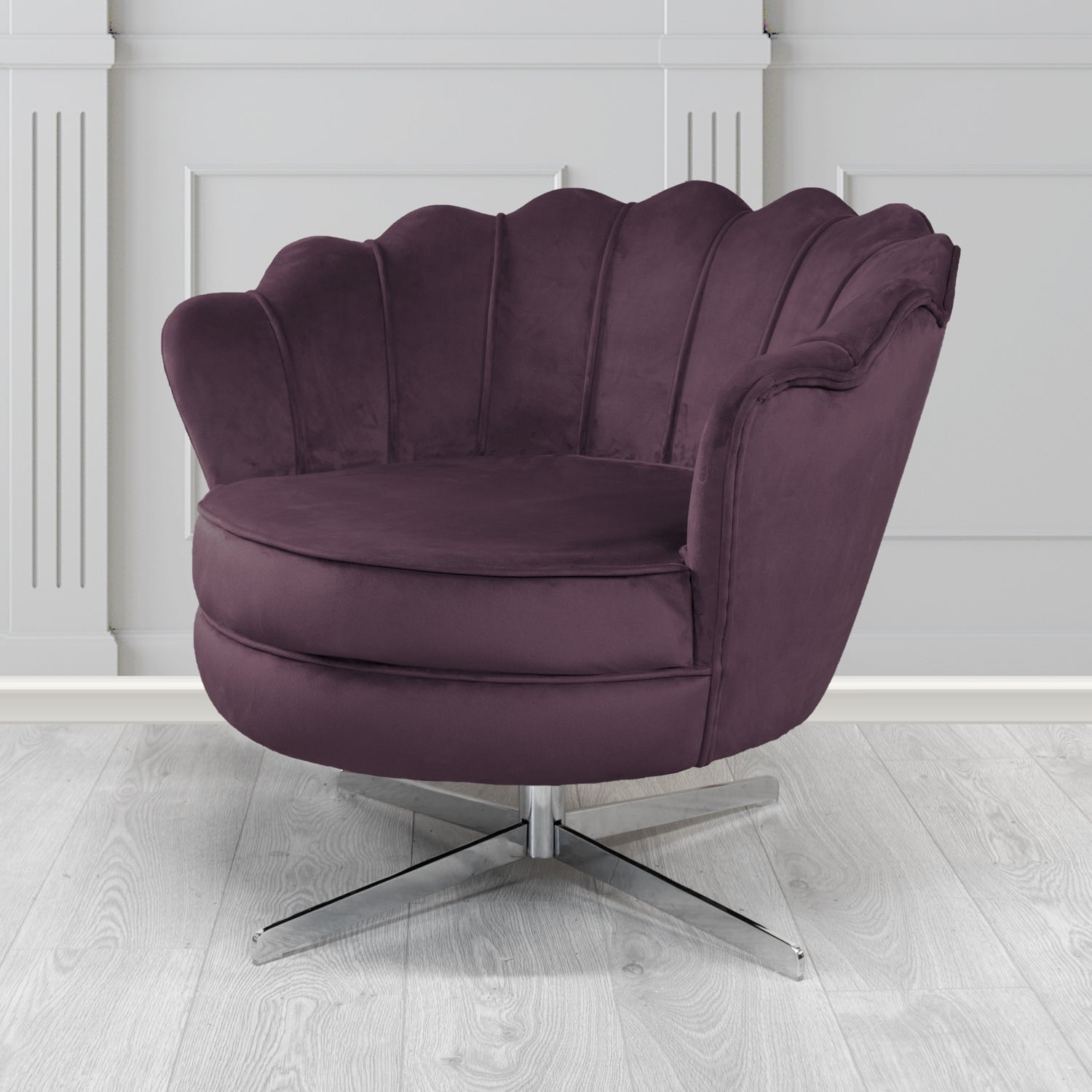 Olivia Swivel Shell Tub Chair in Cristina Marrone Passione Velvet Fabric