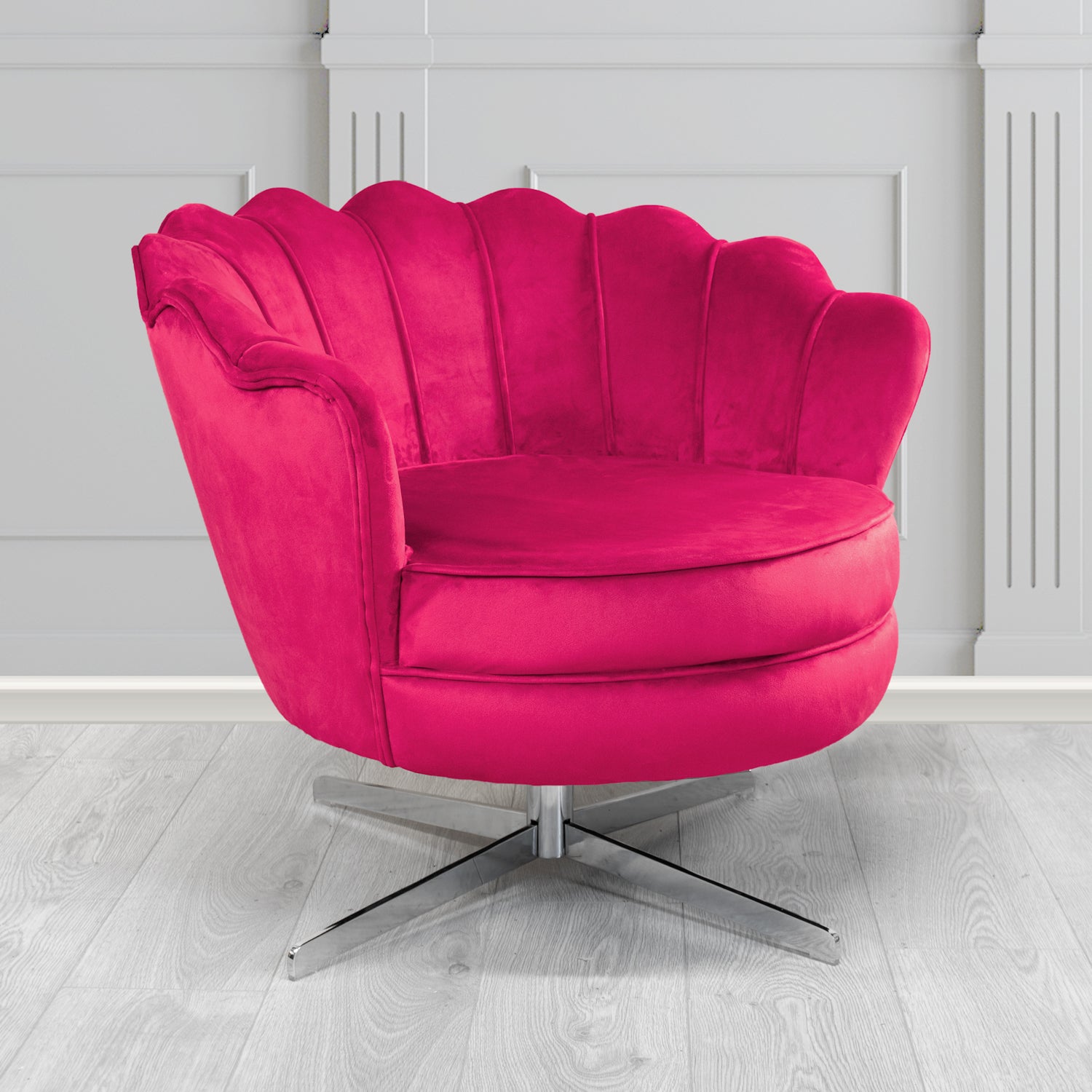 Olivia Swivel Shell Tub Chair in Passione Velvet Fabric