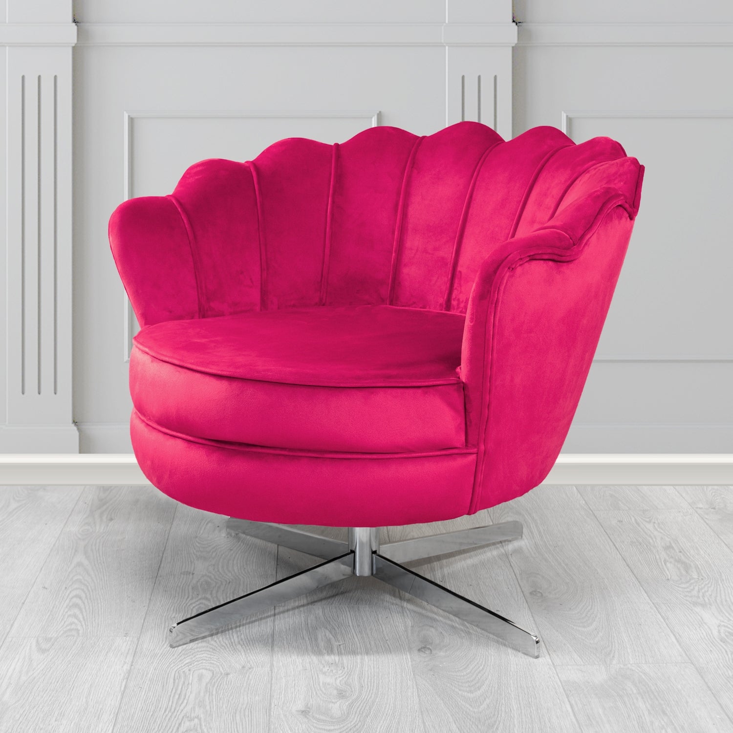 Olivia Swivel Shell Tub Chair in Passione Velvet Fabric