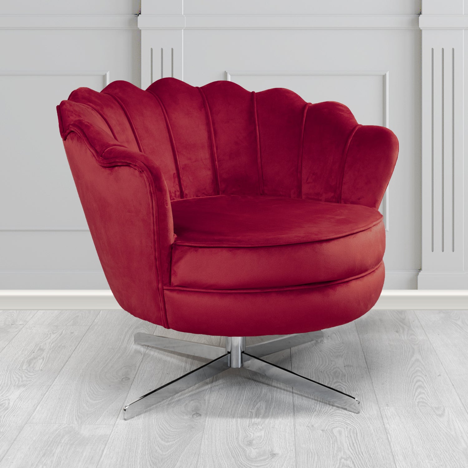 Olivia Swivel Shell Tub Chair in Passione Velvet Fabric