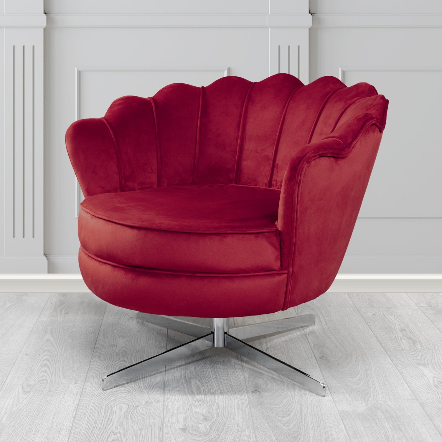 Olivia Swivel Shell Tub Chair in Passione Velvet Fabric
