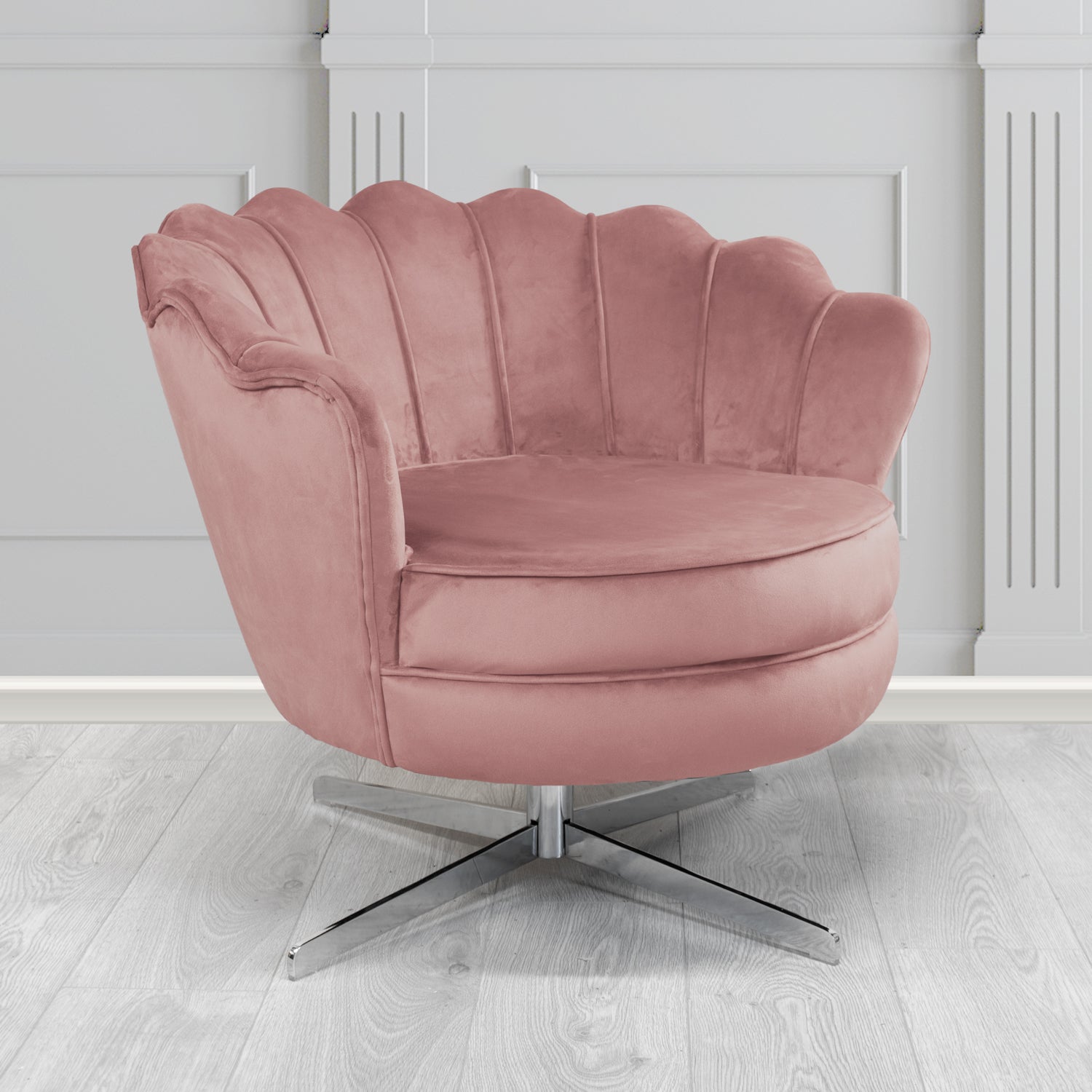 Olivia Swivel Shell Tub Chair in Passione Velvet Fabric