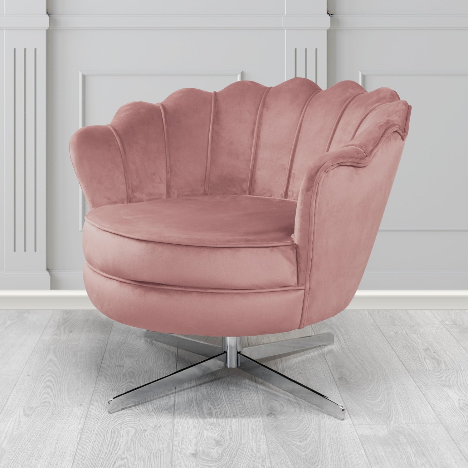 Olivia Swivel Shell Tub Chair in Passione Velvet Fabric