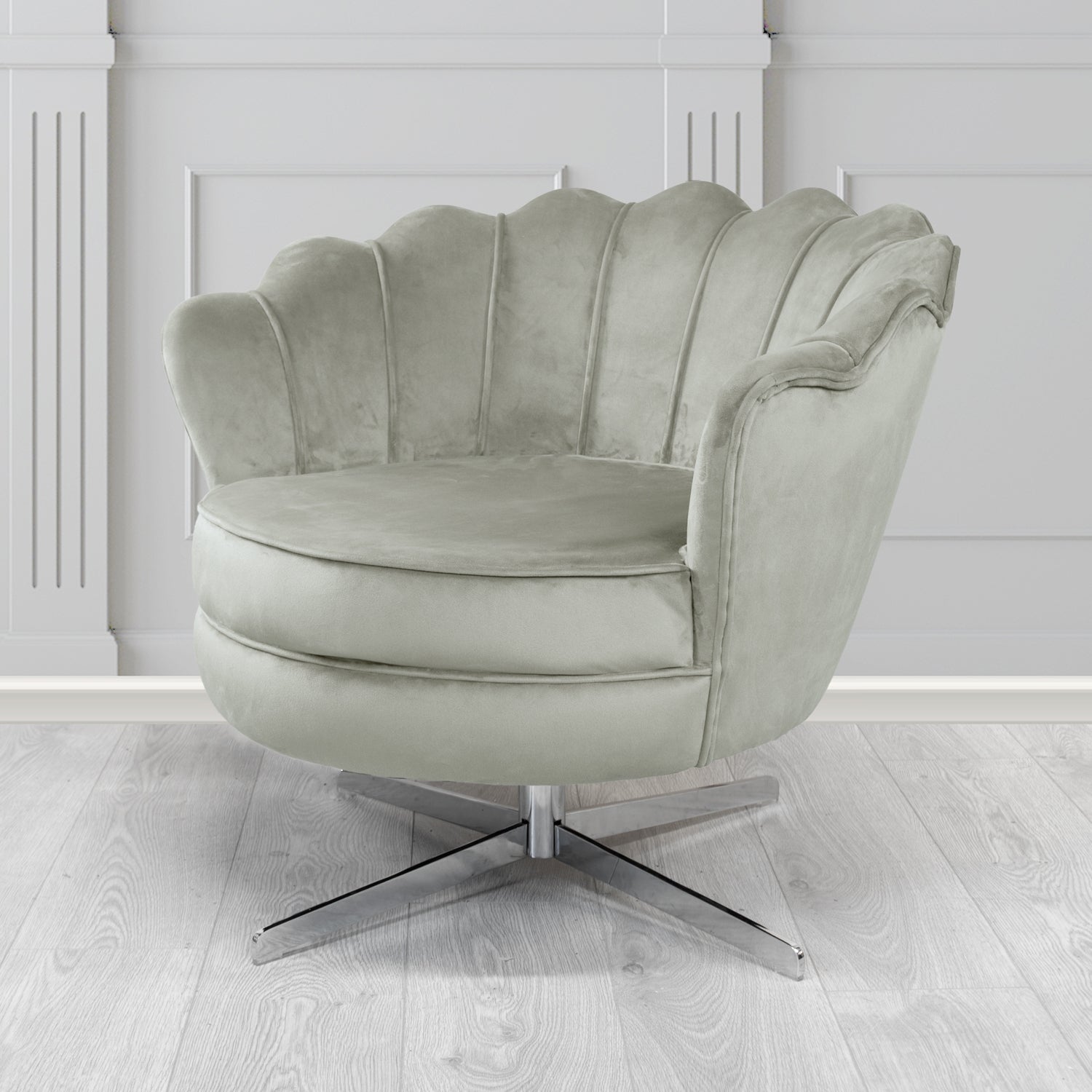 Olivia Swivel Shell Tub Chair in Passione Velvet Fabric