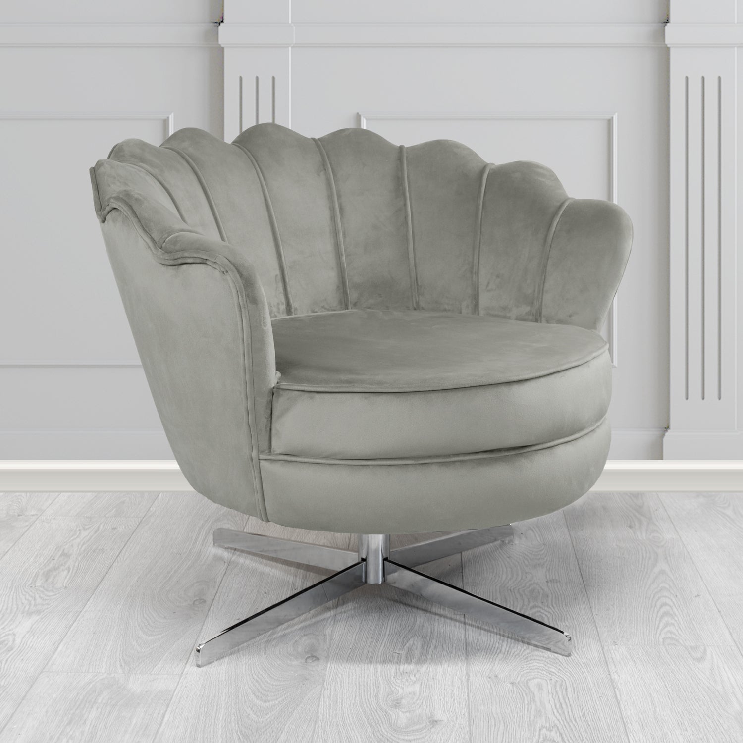 Olivia Swivel Shell Tub Chair in Passione Velvet Fabric