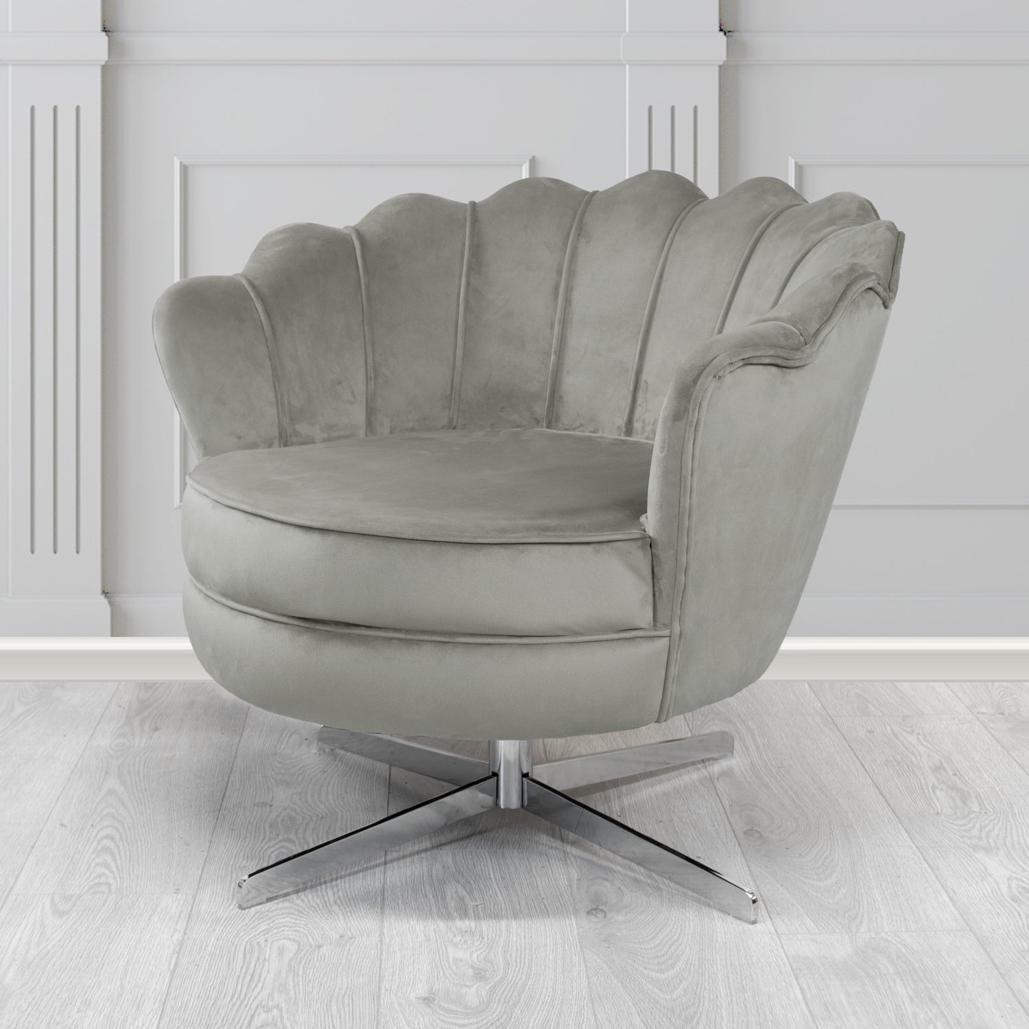 Olivia Swivel Shell Tub Chair in Passione Velvet Fabric