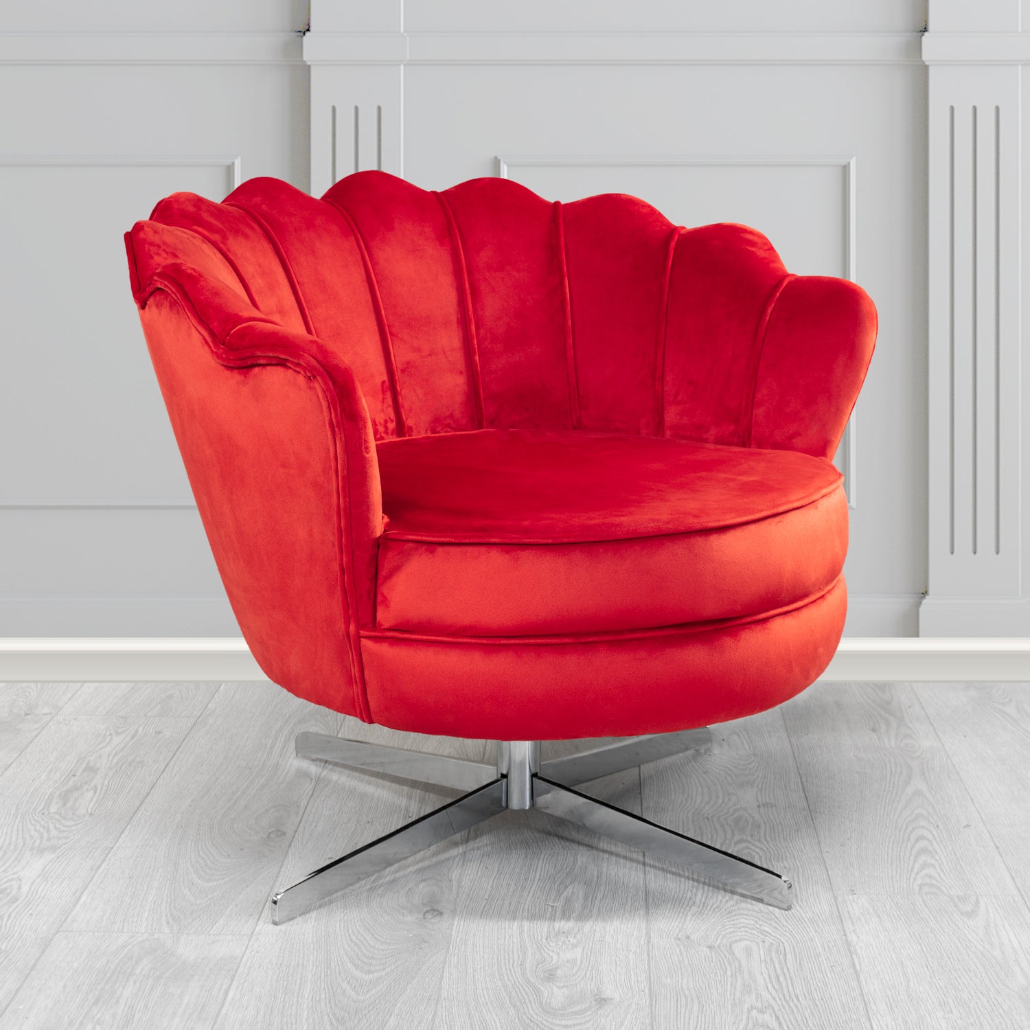 Olivia Swivel Shell Tub Chair in Passione Velvet Fabric