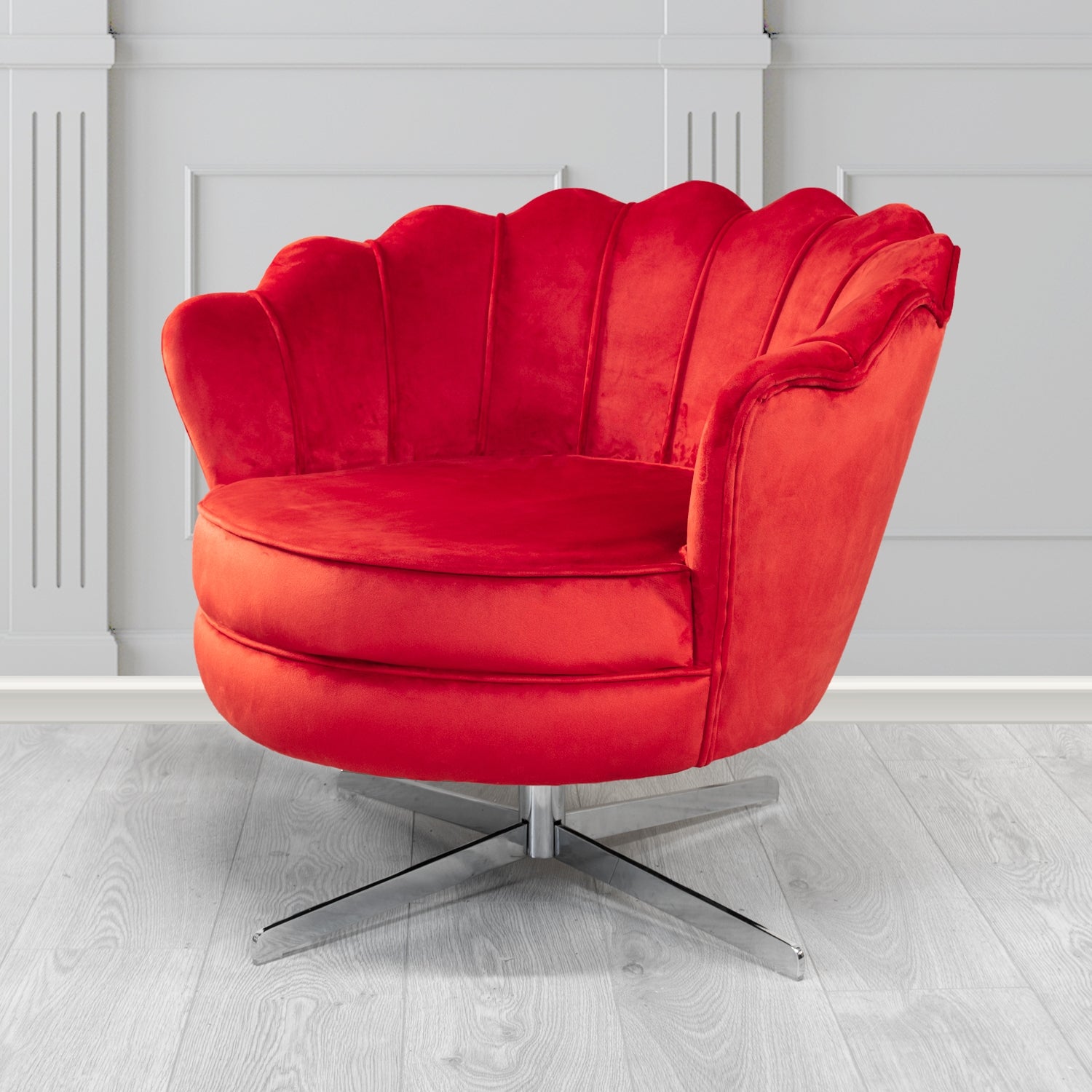 Olivia Swivel Shell Tub Chair in Passione Velvet Fabric