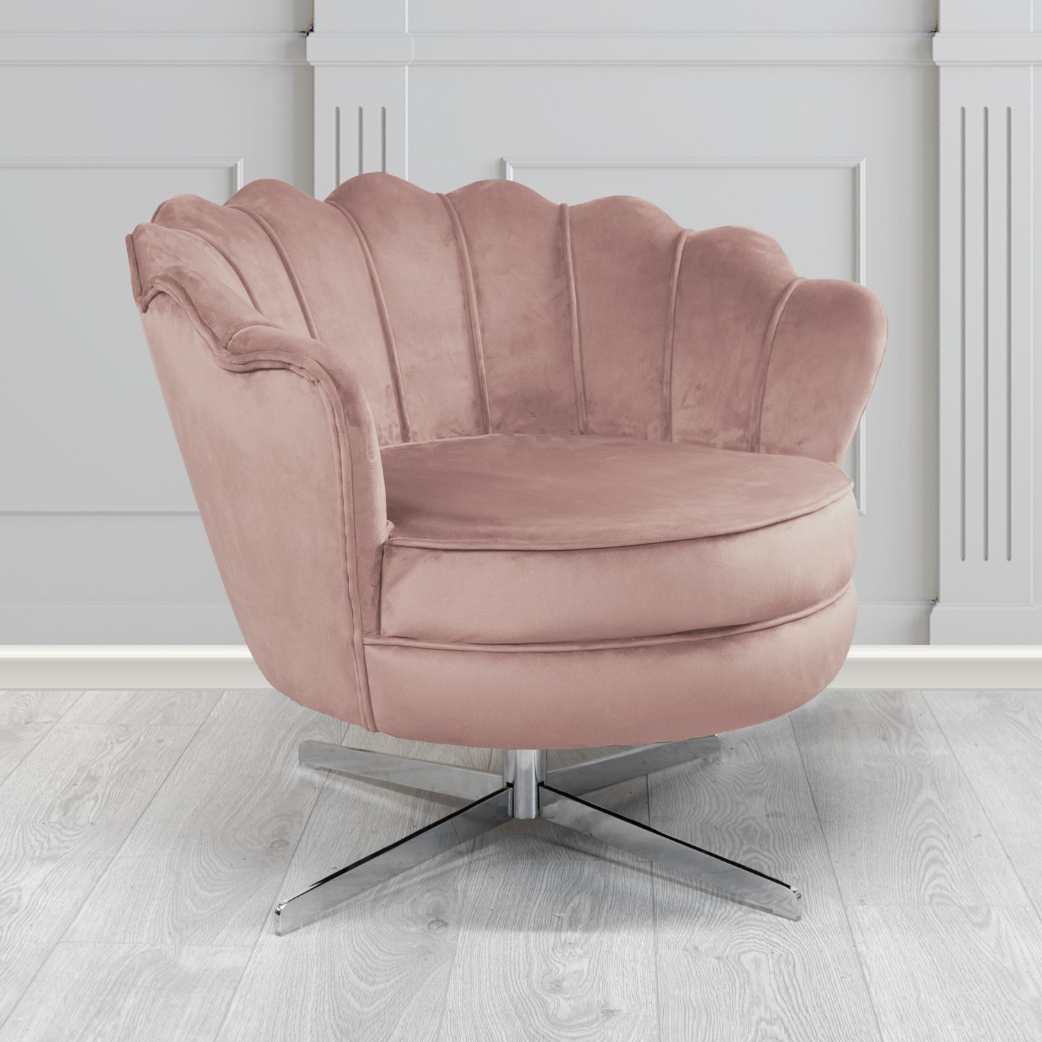 Olivia Swivel Shell Tub Chair in Passione Velvet Fabric