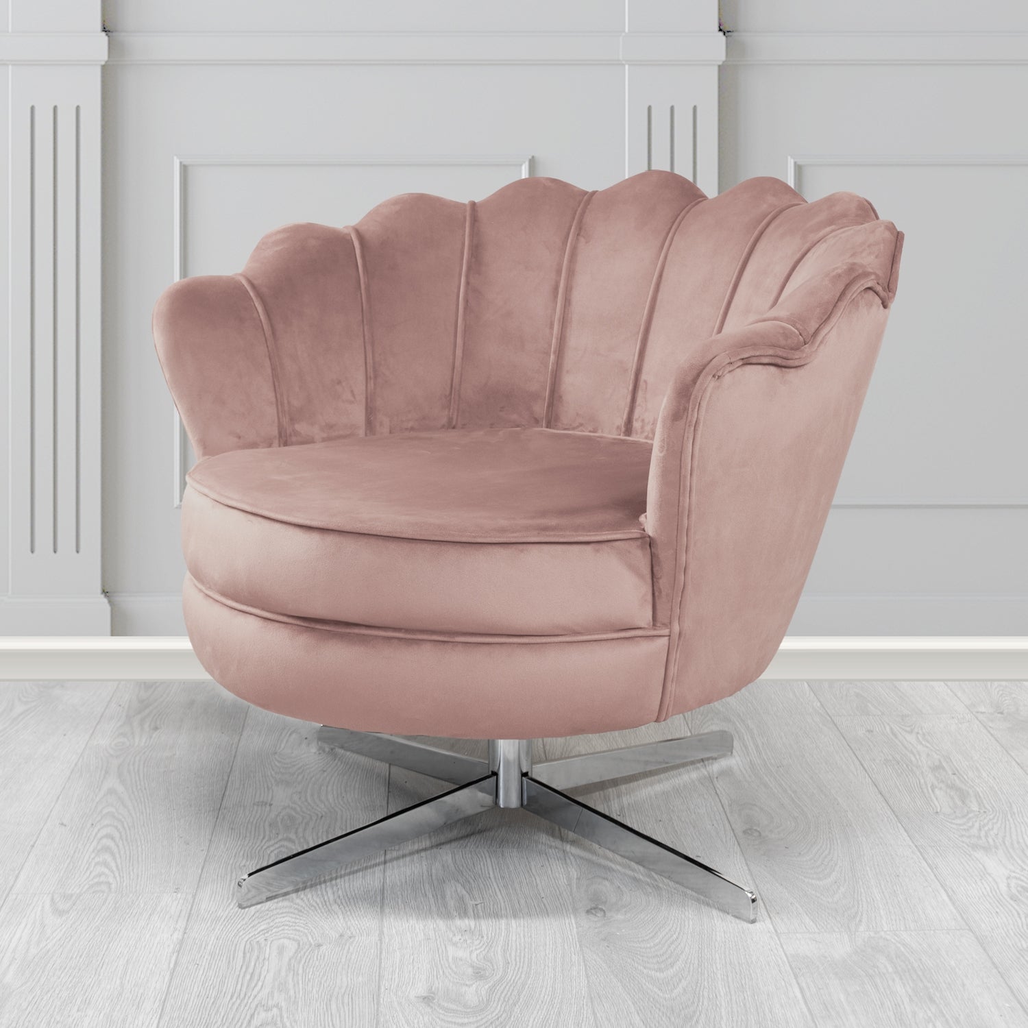 Olivia Swivel Shell Tub Chair in Passione Velvet Fabric