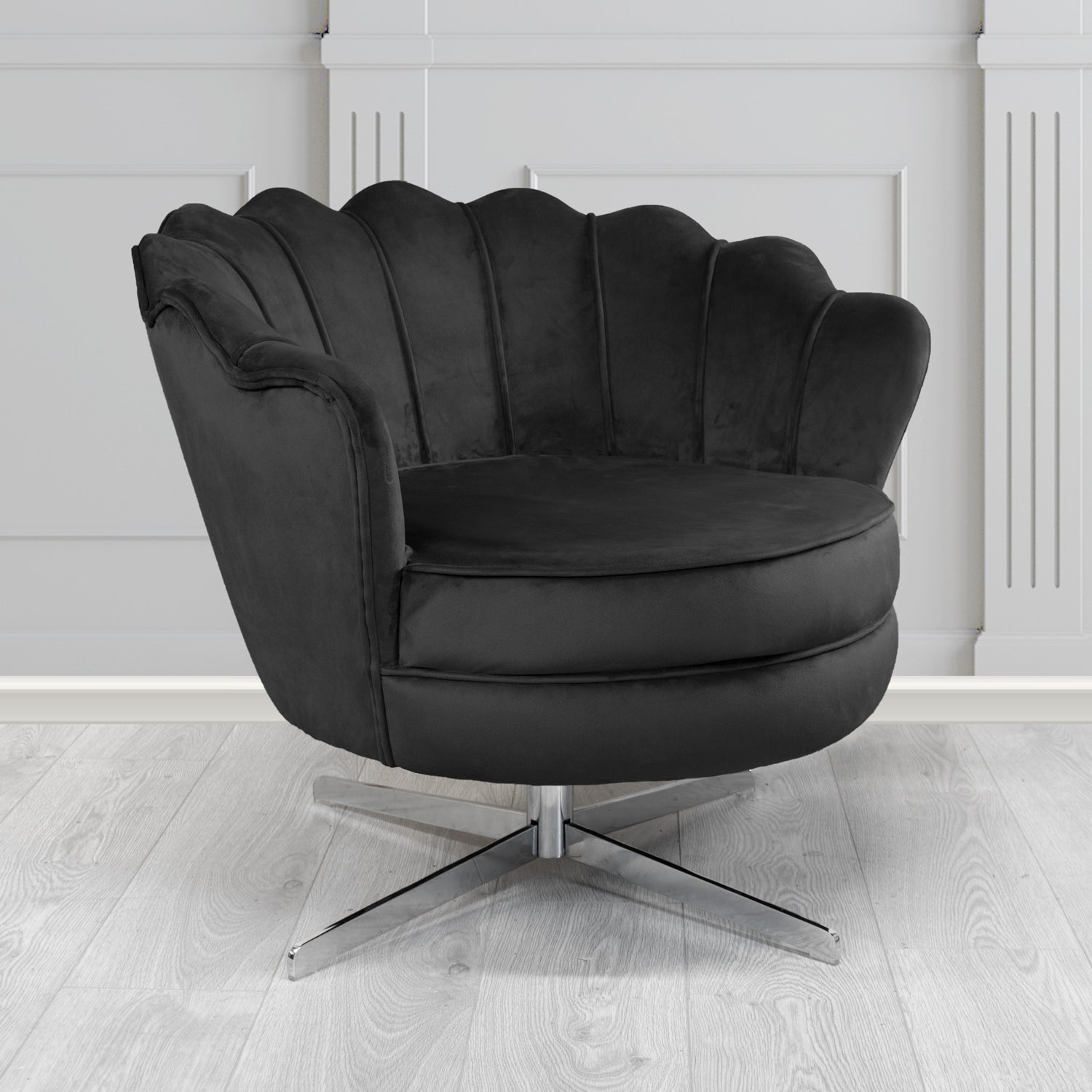 Olivia Swivel Shell Tub Chair in Passione Velvet Fabric