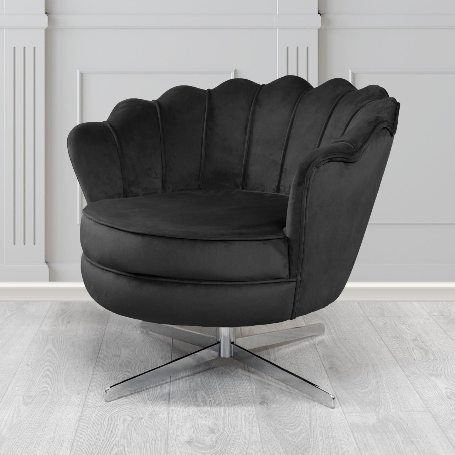 Olivia Swivel Shell Tub Chair in Passione Velvet Fabric