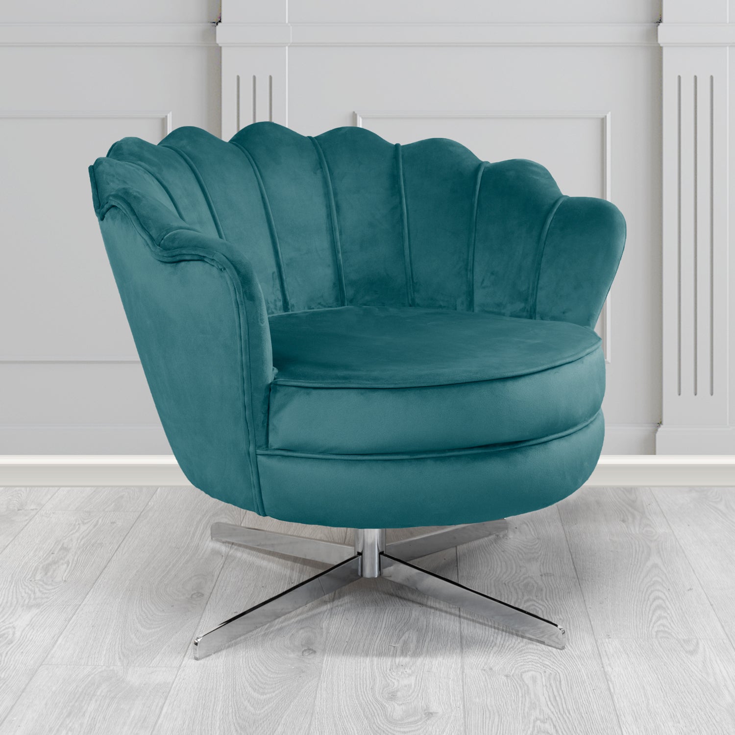 Olivia Swivel Shell Tub Chair in Passione Velvet Fabric