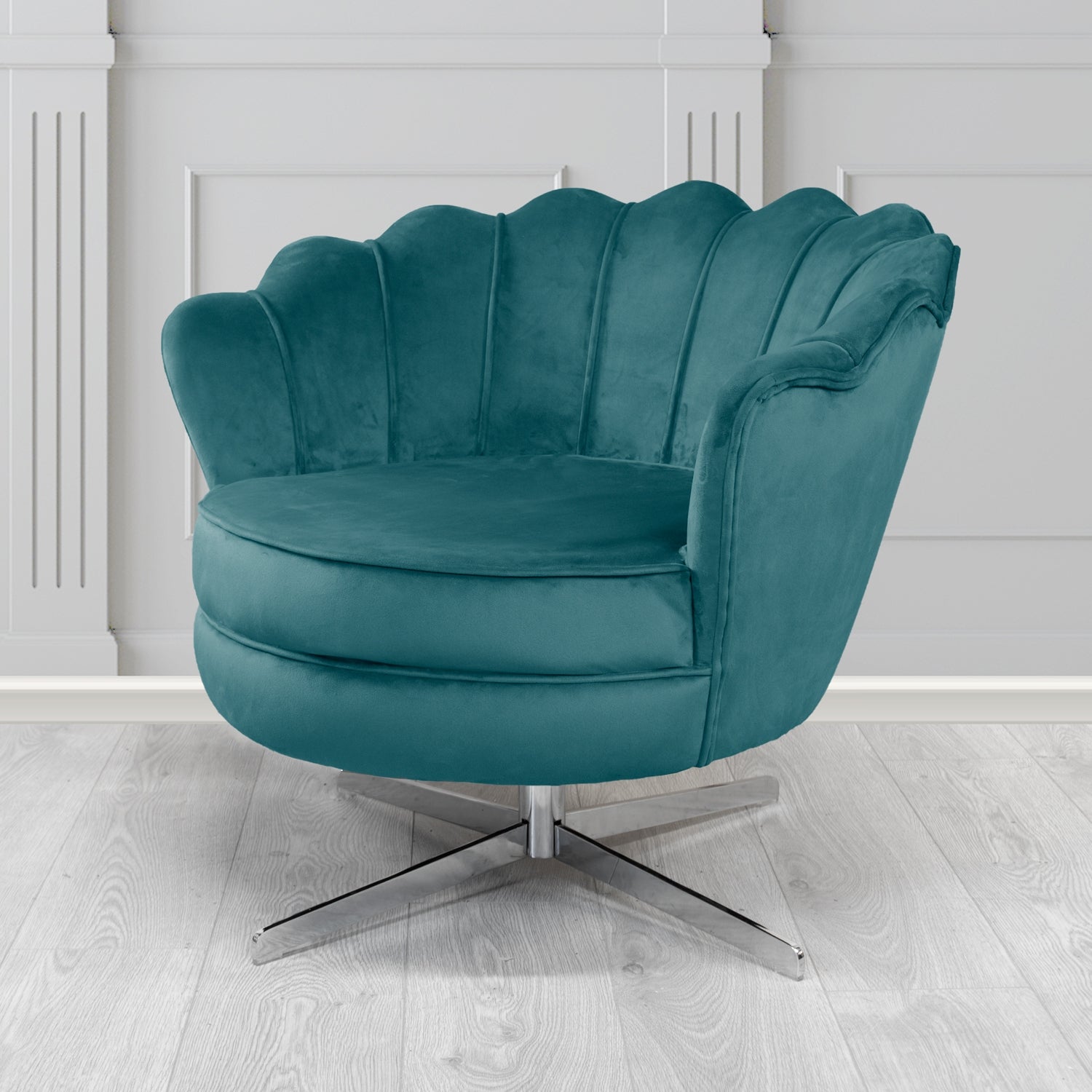 Olivia Swivel Shell Tub Chair in Passione Velvet Fabric