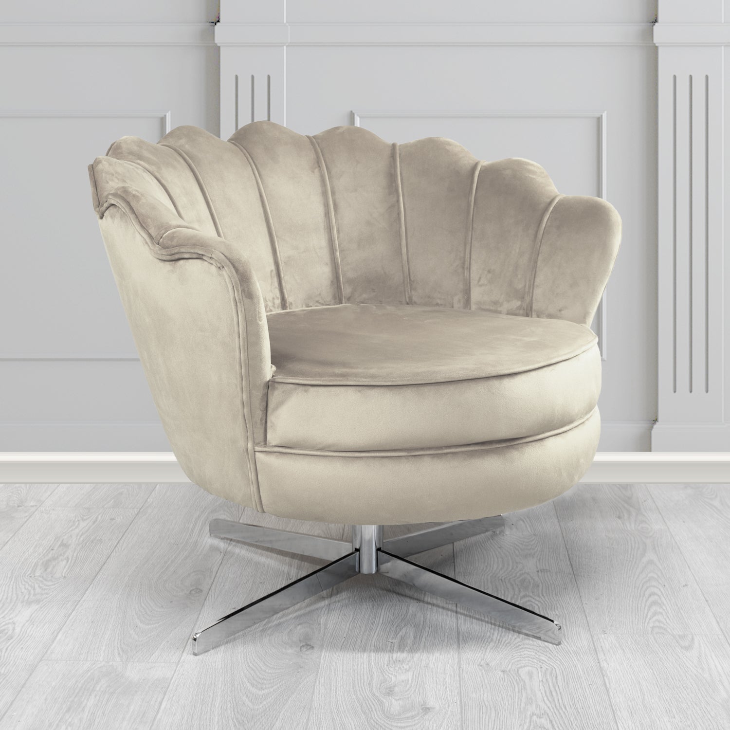 Olivia Swivel Shell Tub Chair in Passione Velvet Fabric