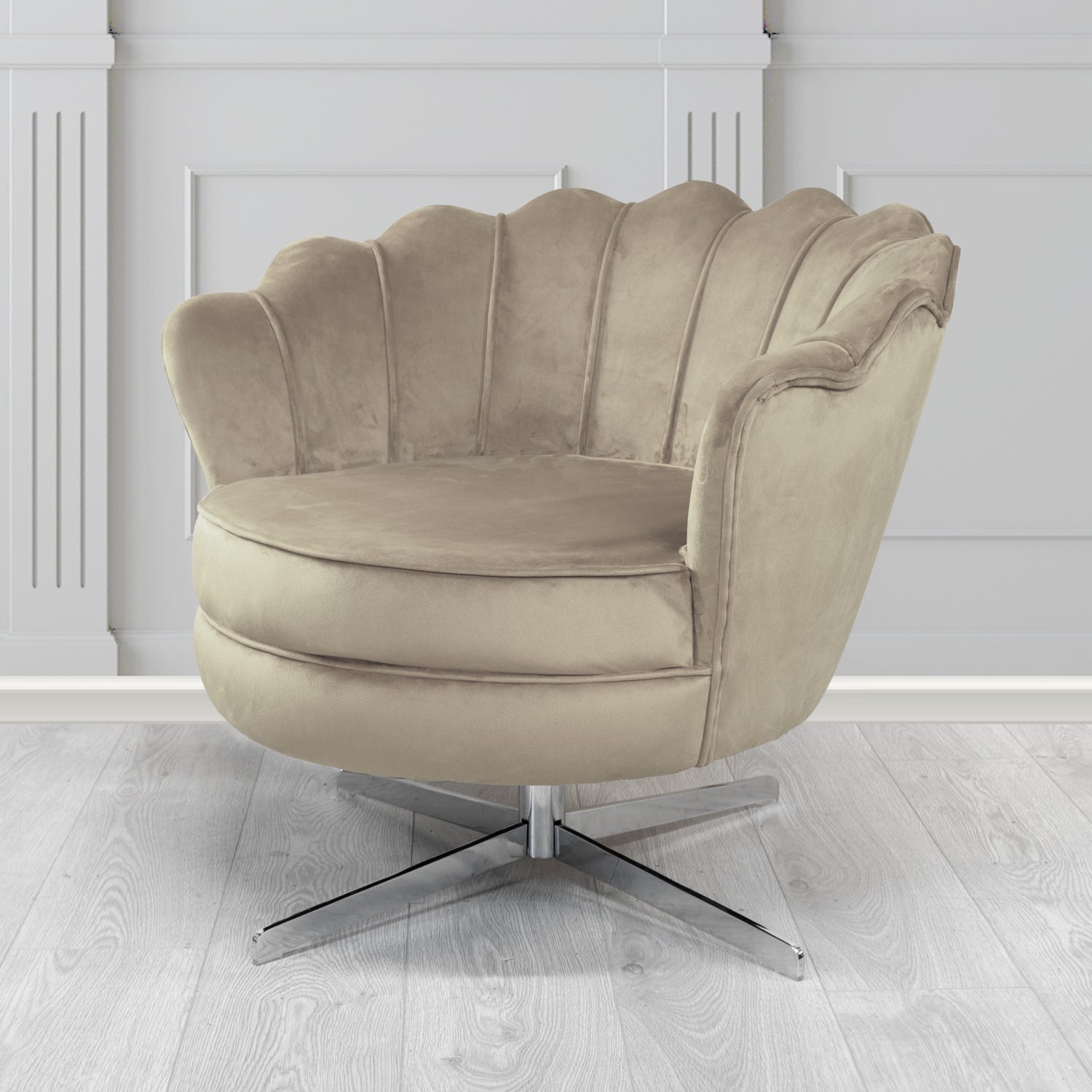 Olivia Swivel Shell Tub Chair in Passione Velvet Fabric