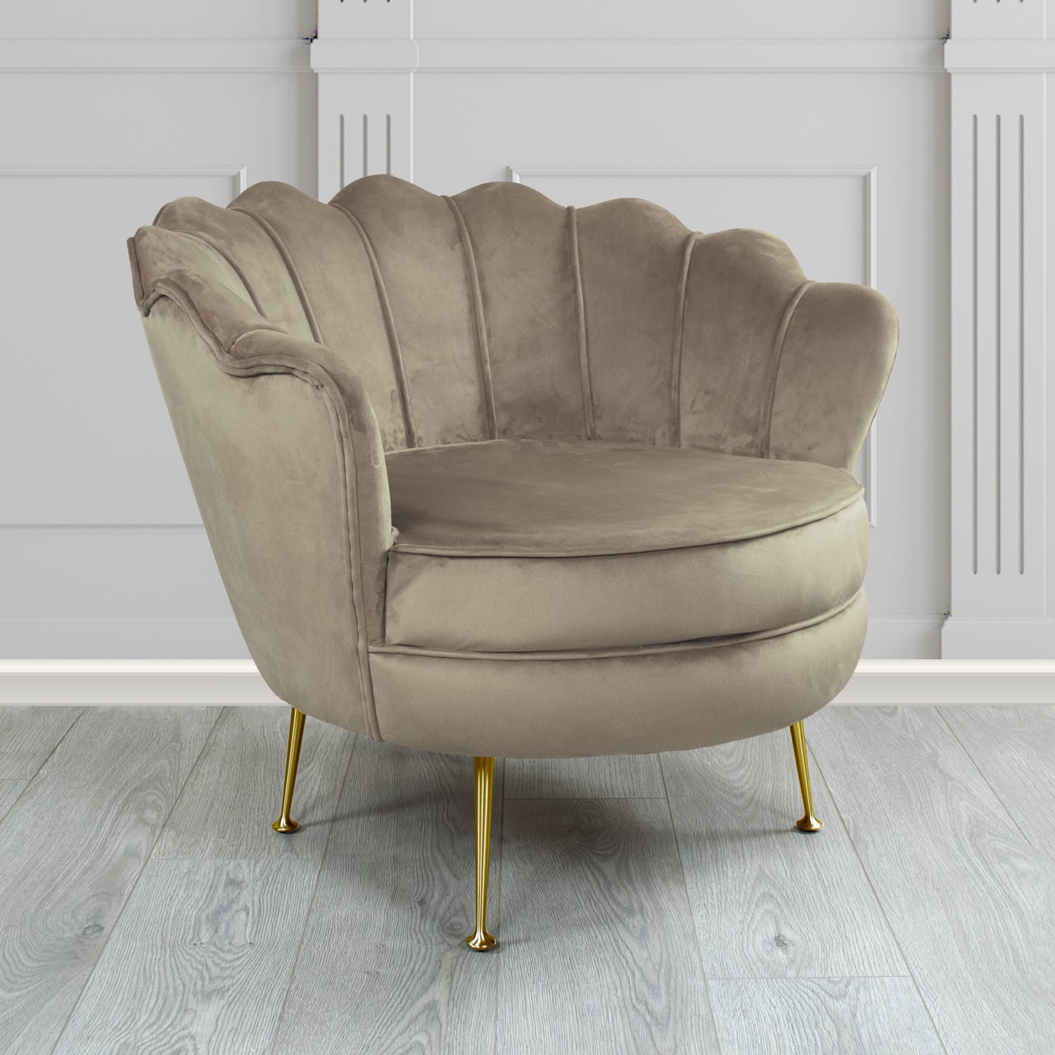 Olivia Shell Tub Chair in Cristina Marrone Passione Velvet Fabric