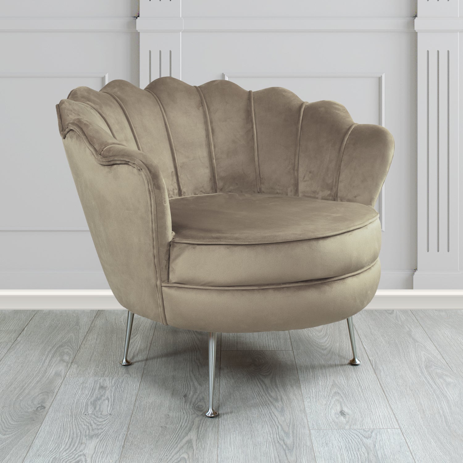 Olivia Shell Tub Chair in Cristina Marrone Passione Velvet Fabric