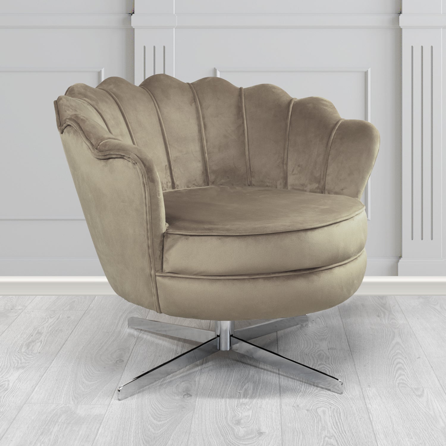 Olivia Swivel Shell Tub Chair in Passione Velvet Fabric