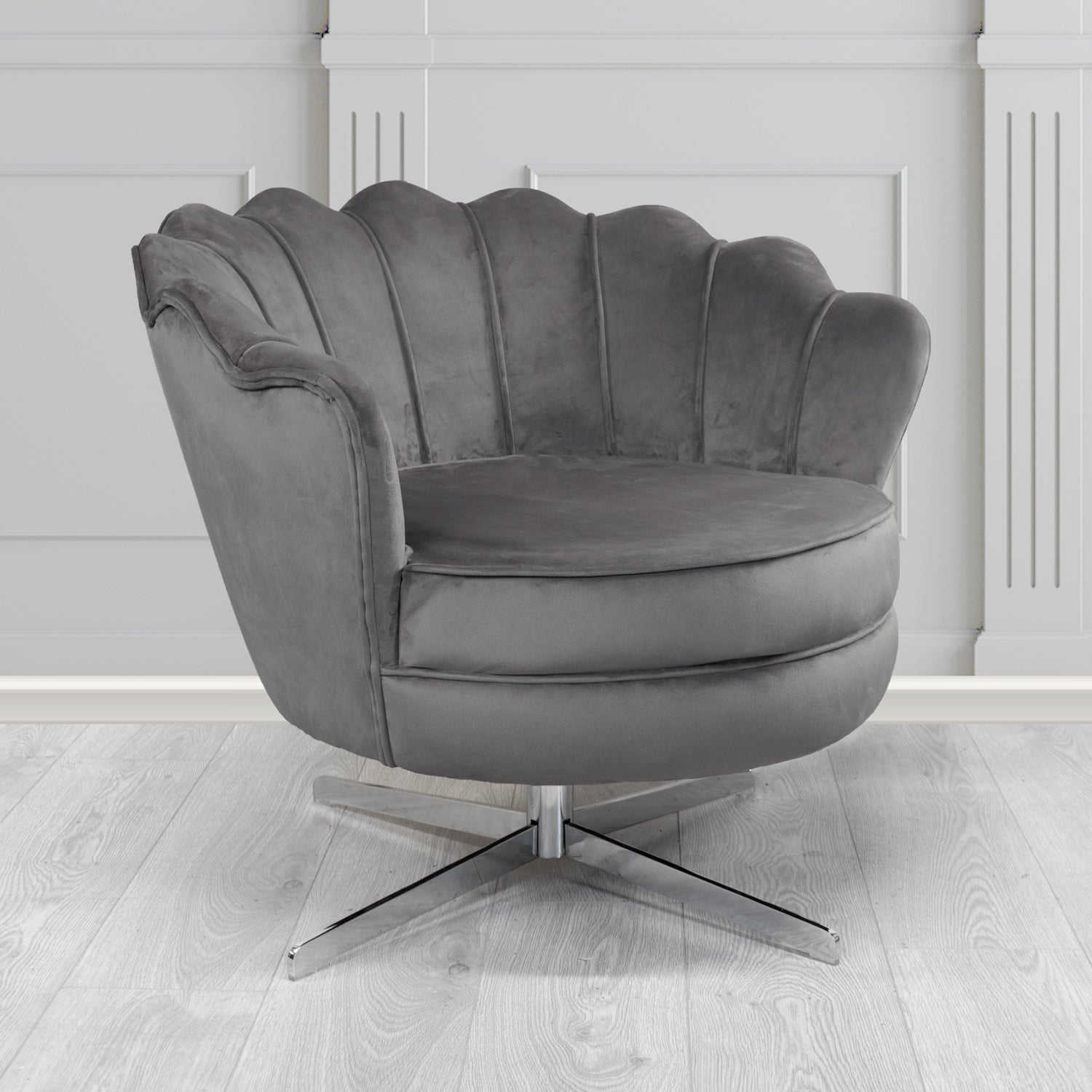 Olivia Swivel Shell Tub Chair in Passione Velvet Fabric