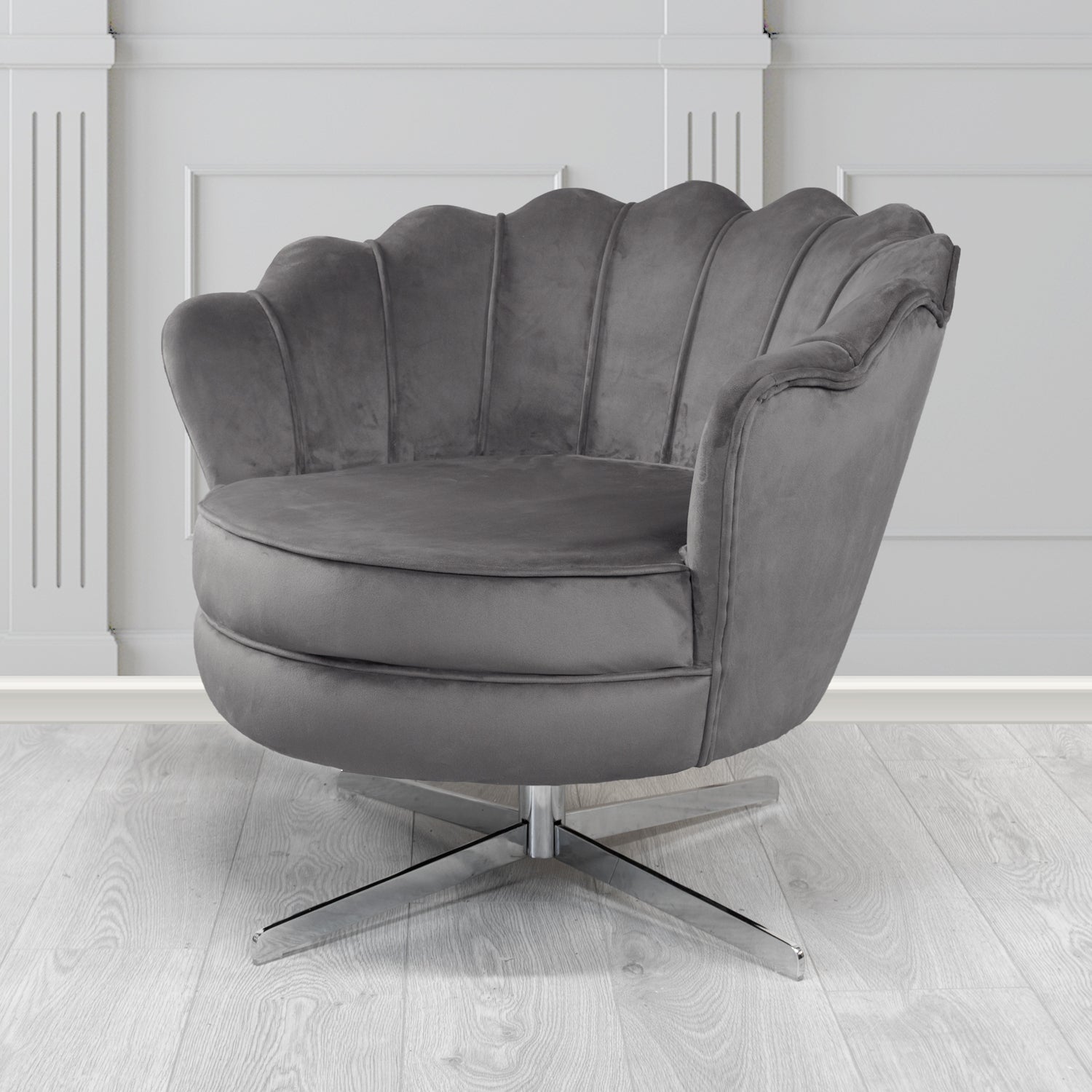 Olivia Swivel Shell Tub Chair in Passione Velvet Fabric