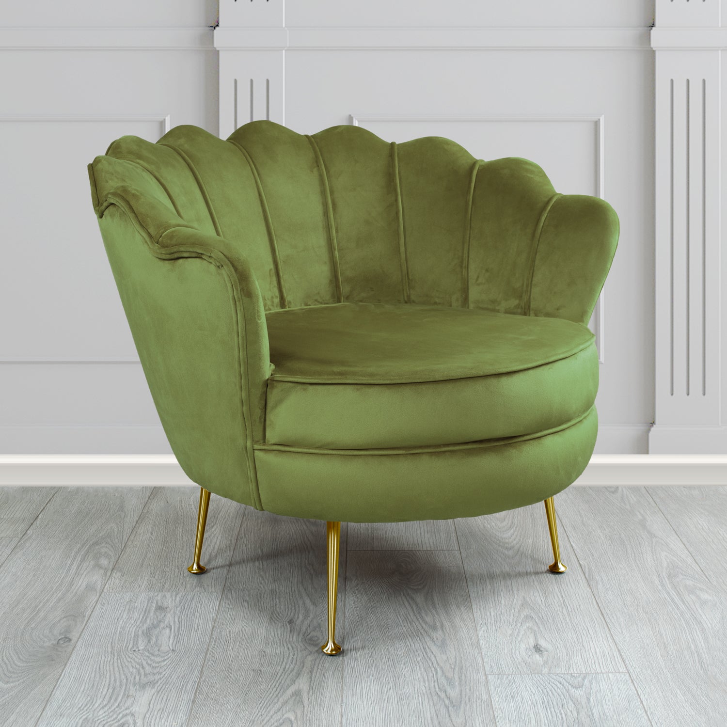Olivia Shell Tub Chair in Cristina Marrone Passione Velvet Fabric