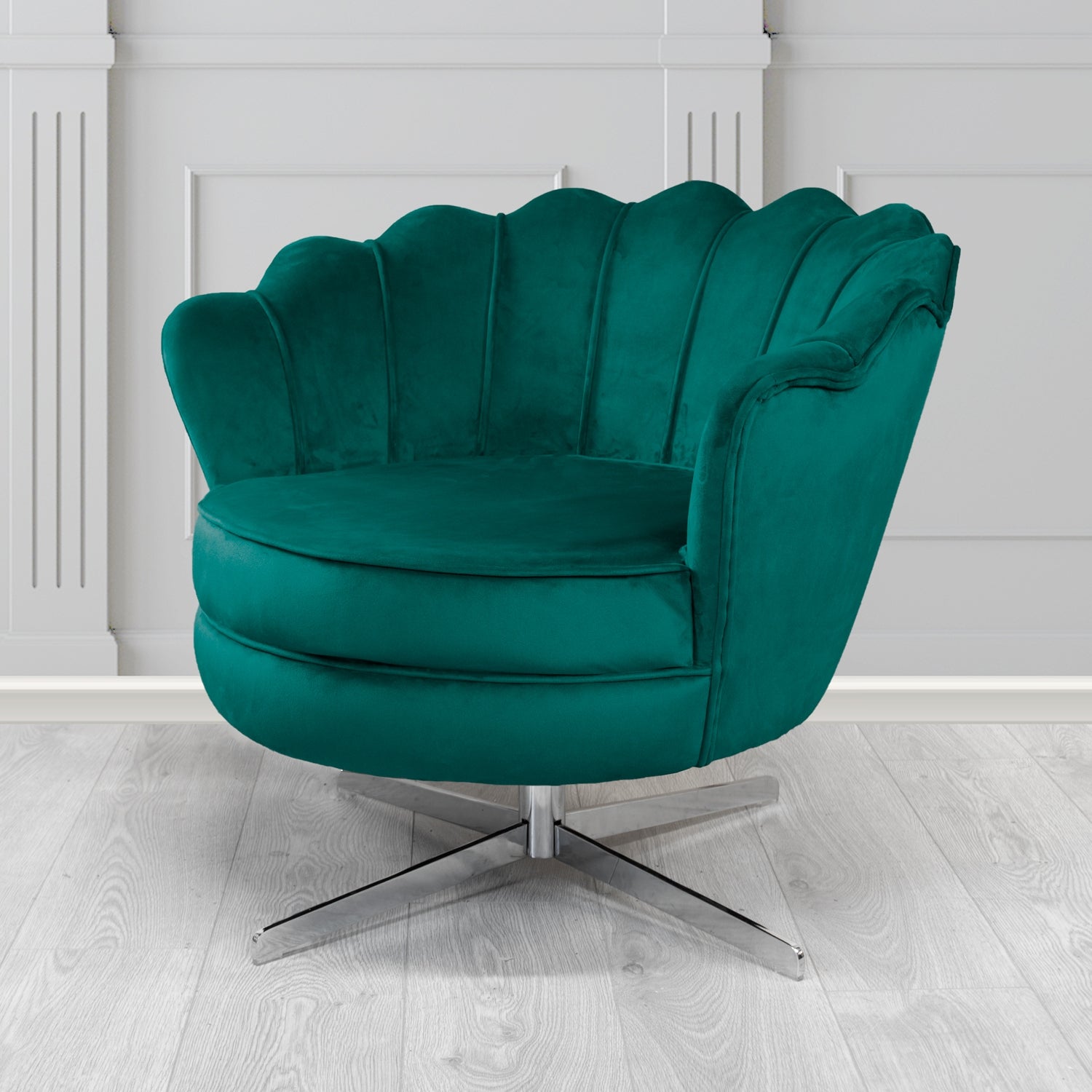 Olivia Swivel Shell Tub Chair in Passione Velvet Fabric