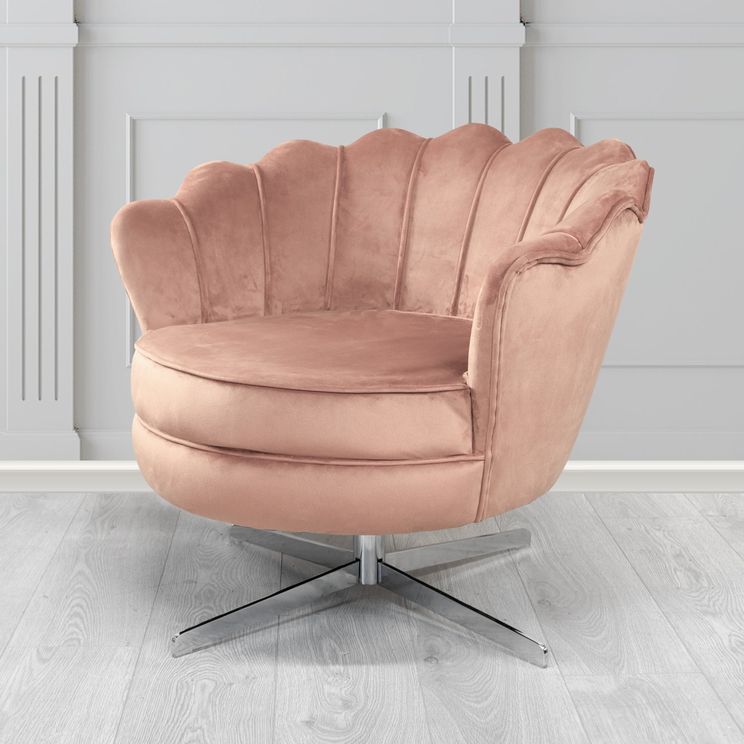 Olivia Swivel Shell Tub Chair in Passione Velvet Fabric