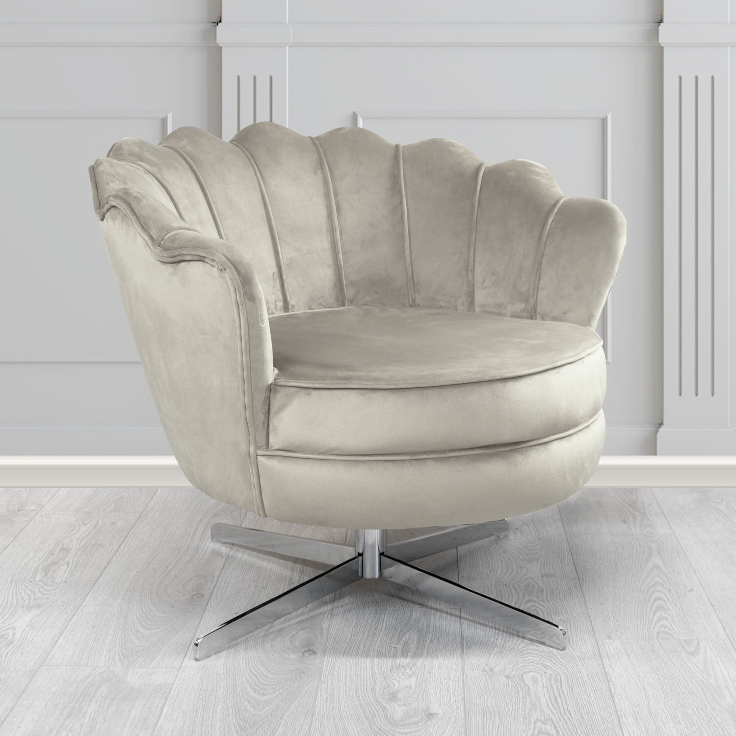 Olivia Swivel Shell Tub Chair in Passione Velvet Fabric