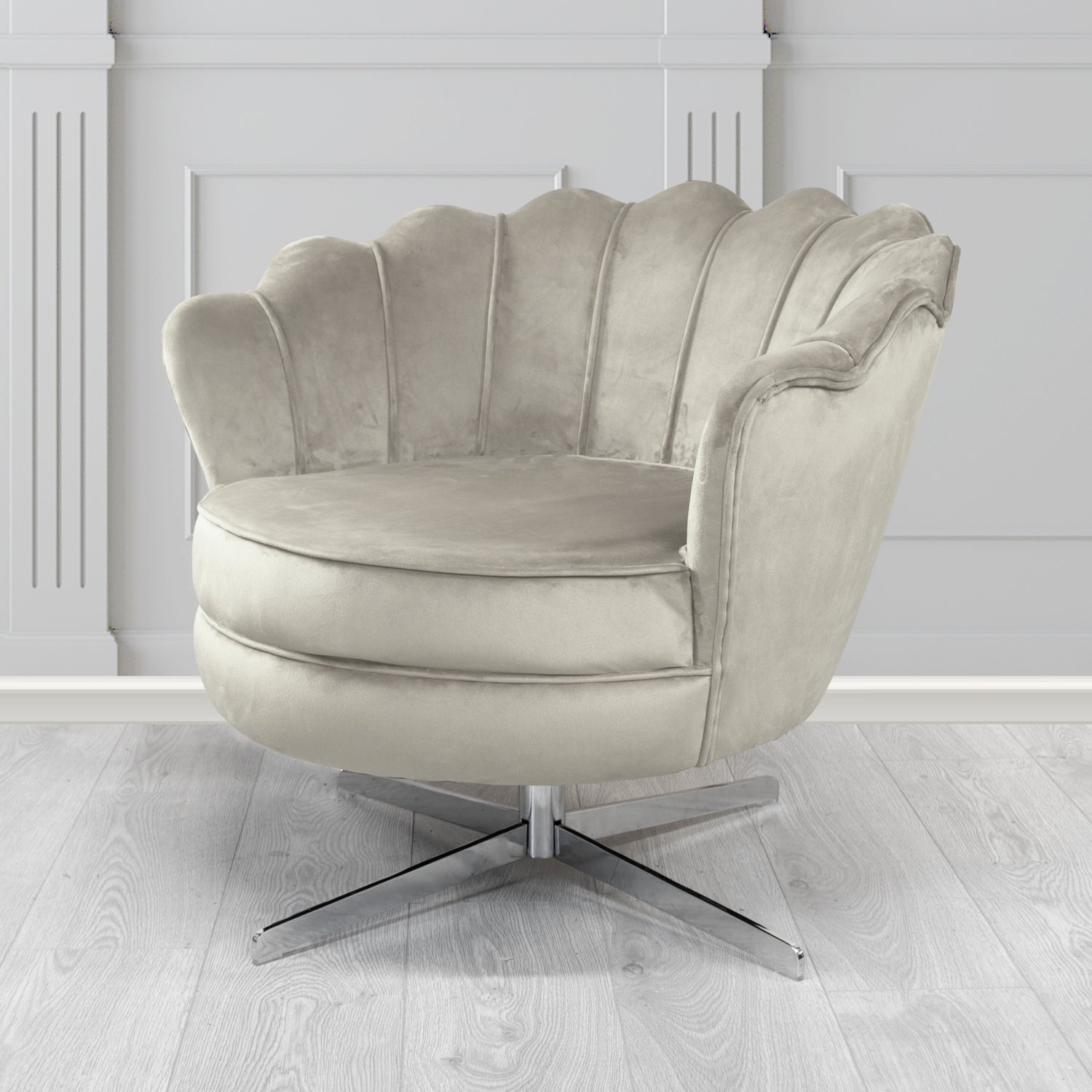 Olivia Swivel Shell Tub Chair in Passione Velvet Fabric