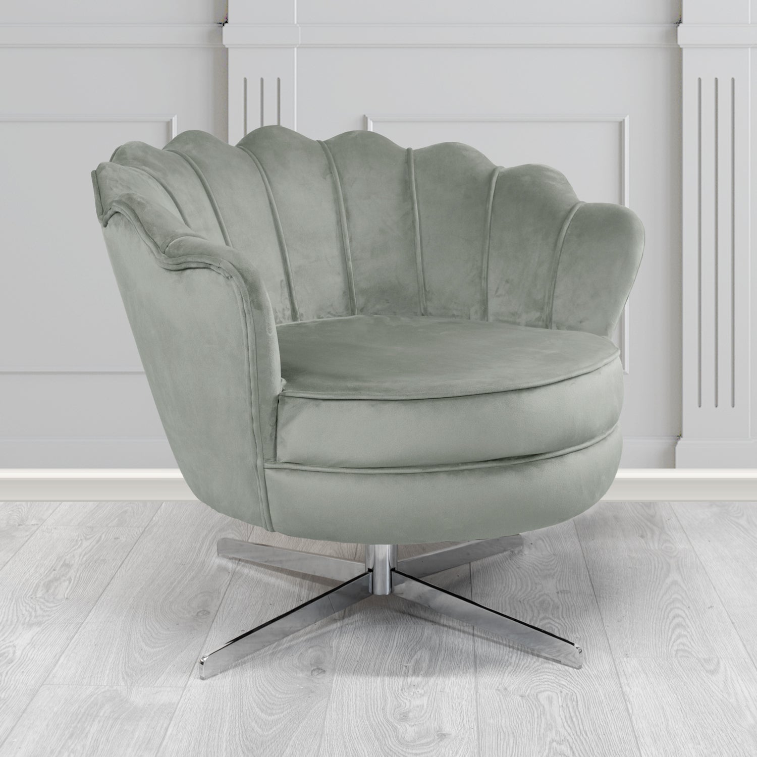 Olivia Swivel Shell Tub Chair in Passione Velvet Fabric