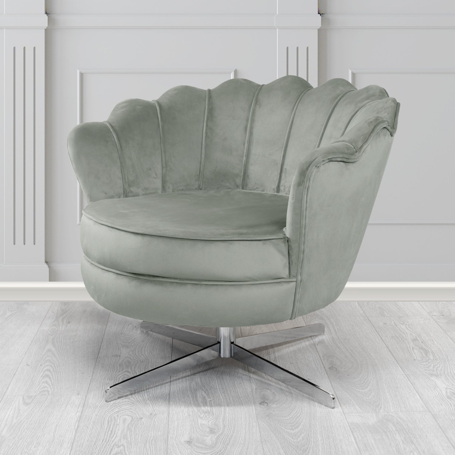 Olivia Swivel Shell Tub Chair in Passione Velvet Fabric