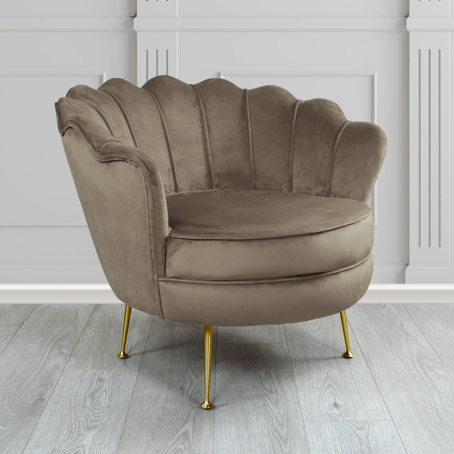Olivia Shell Tub Chair in Cristina Marrone Passione Velvet Fabric