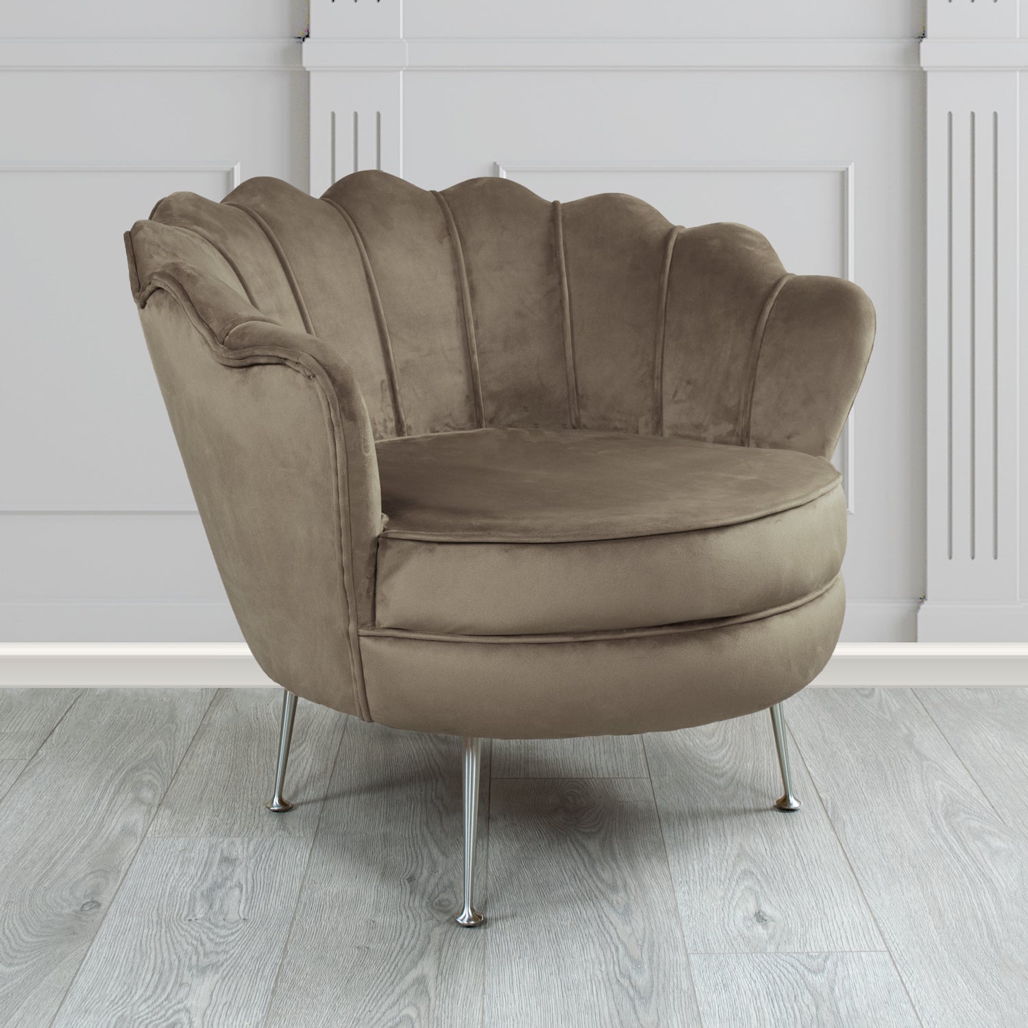 Olivia Shell Tub Chair in Cristina Marrone Passione Velvet Fabric