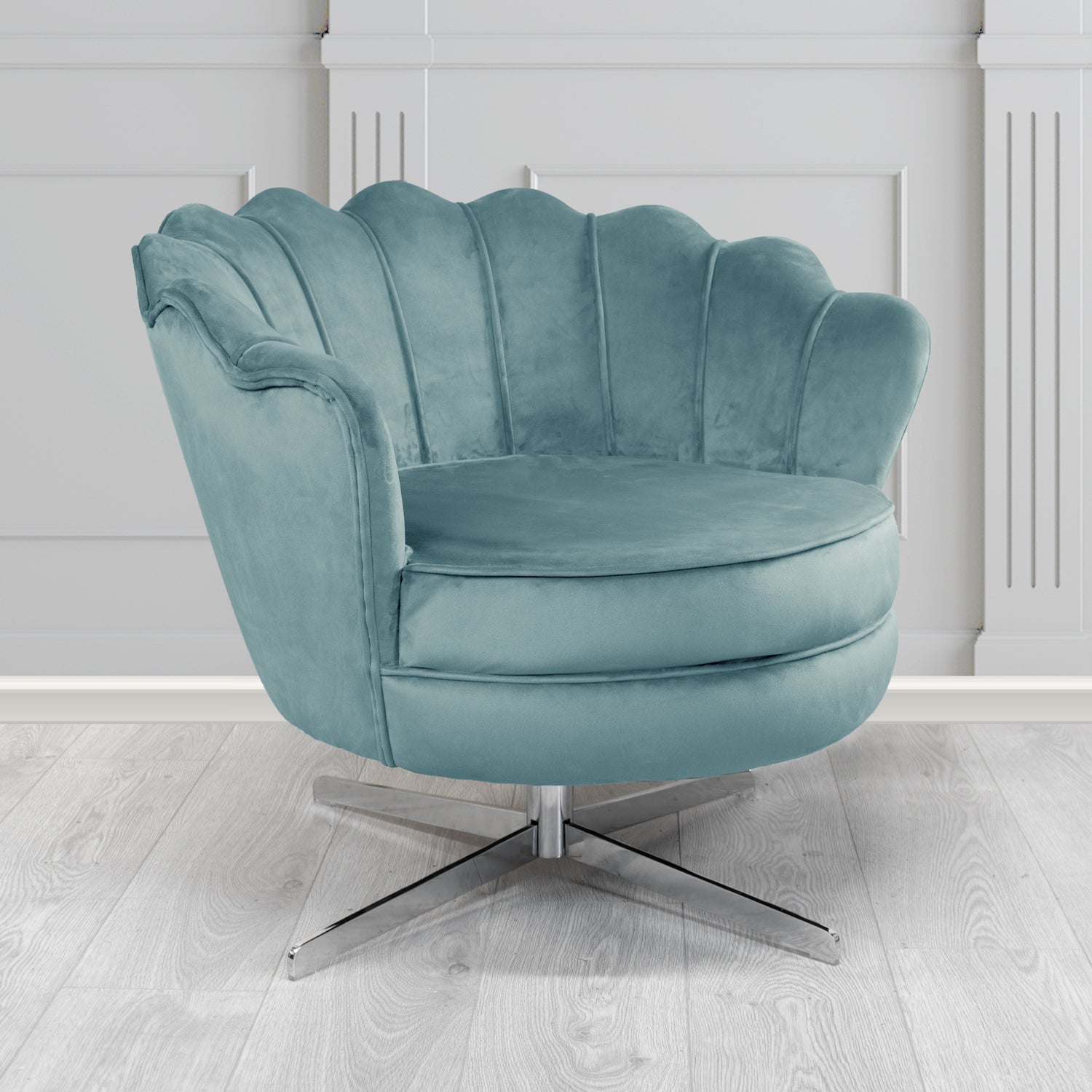 Olivia Swivel Shell Tub Chair in Passione Velvet Fabric