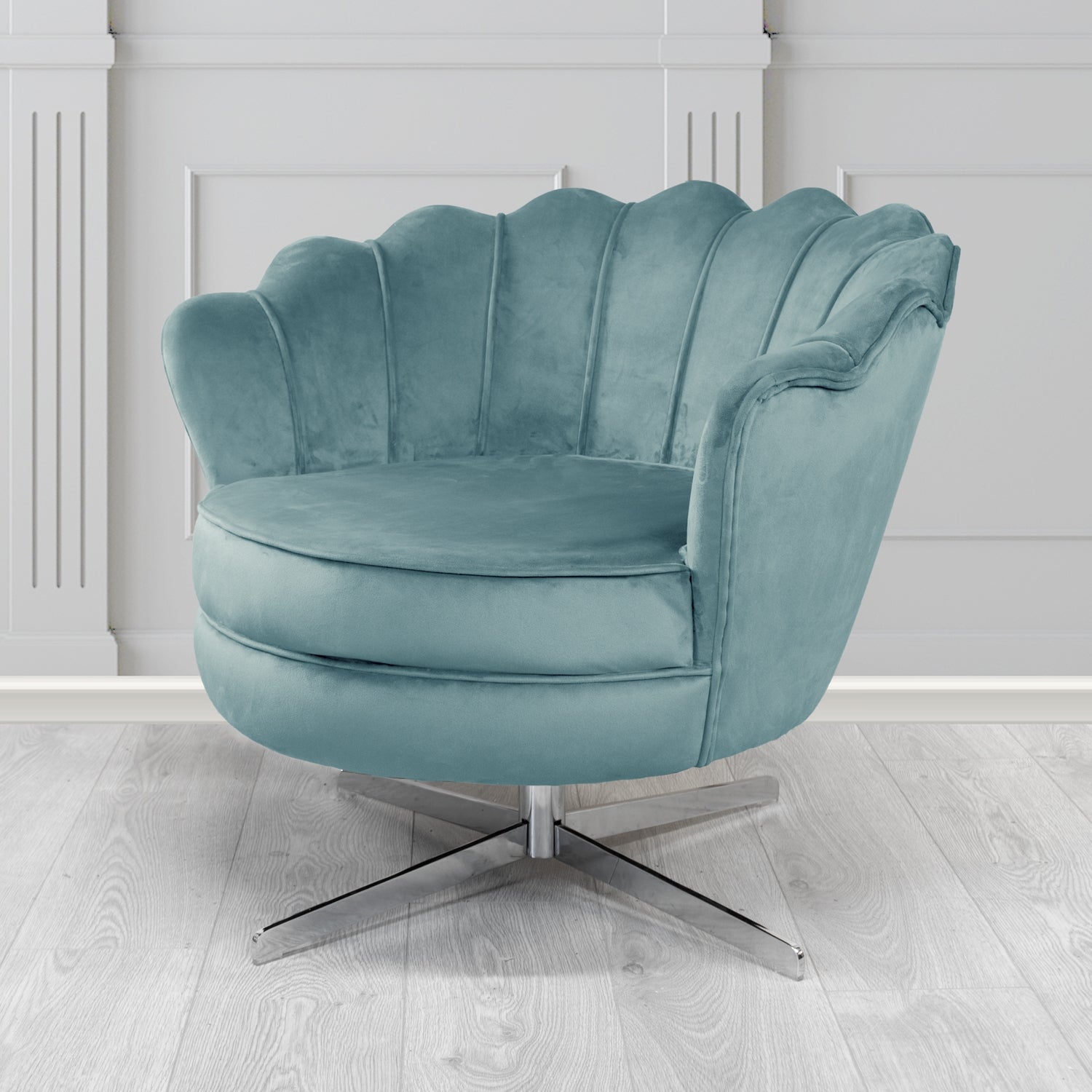Olivia Swivel Shell Tub Chair in Passione Velvet Fabric