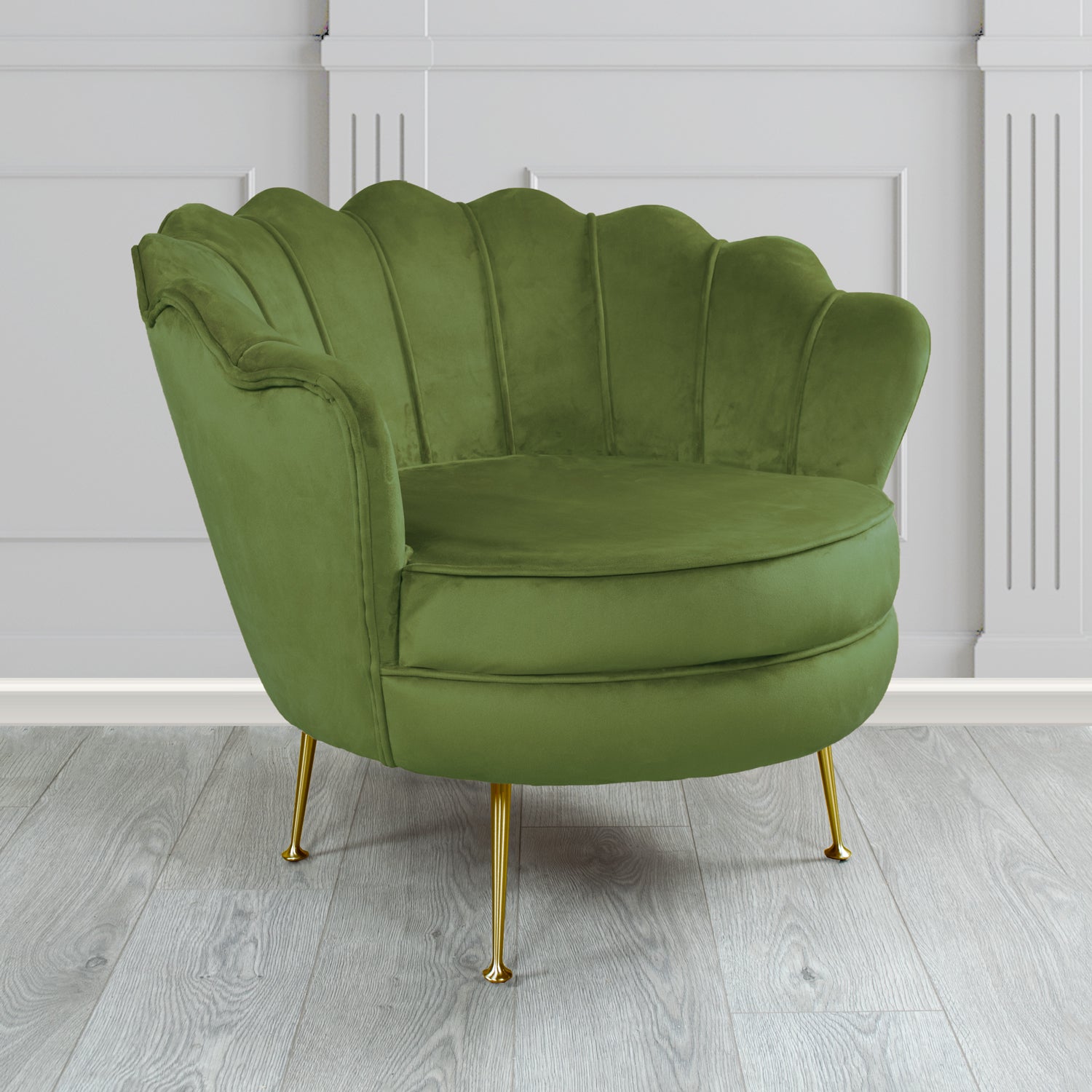 Olivia Shell Tub Chair in Sapore Plain Velvet Fabric