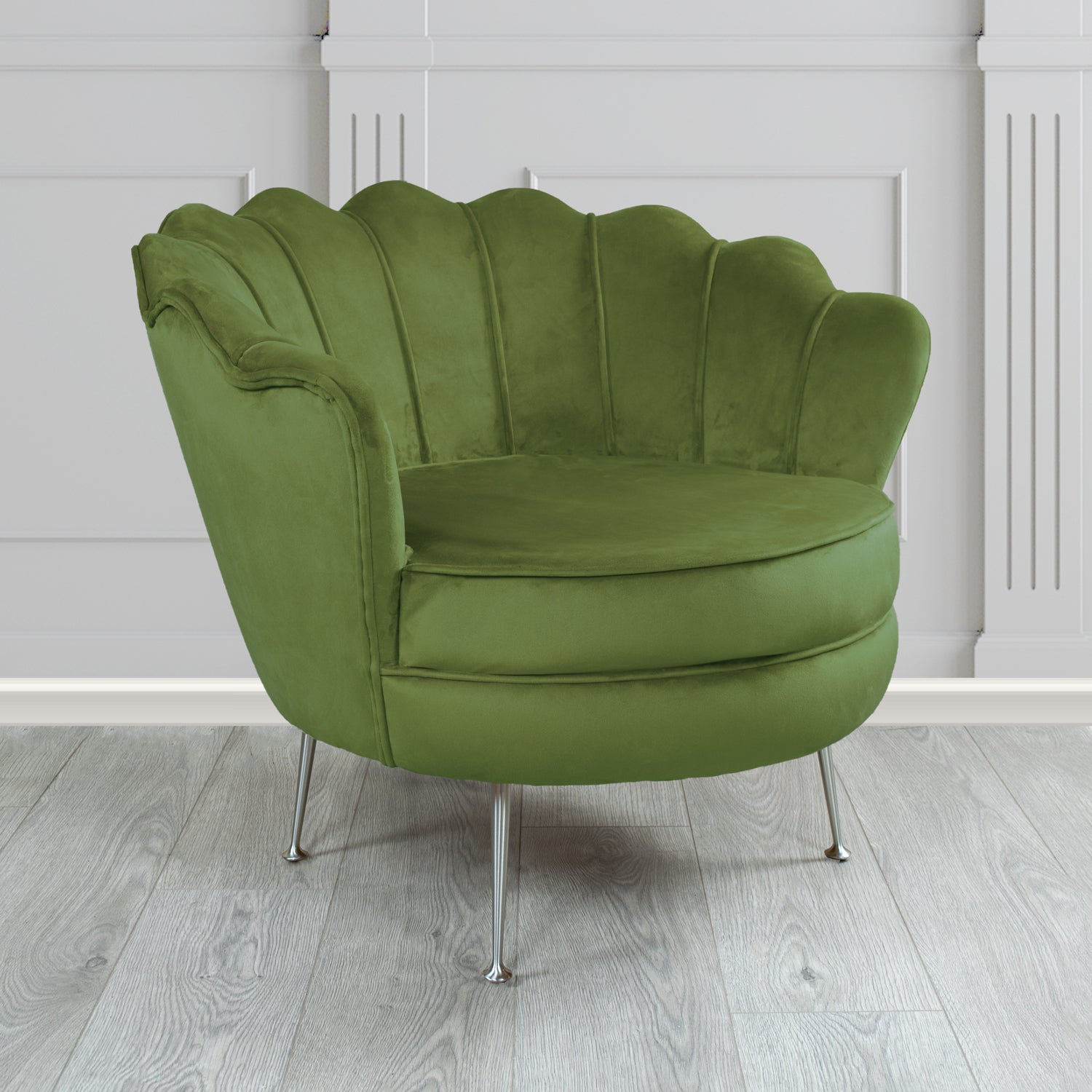 Olivia Shell Tub Chair in Sapore Plain Velvet Fabric
