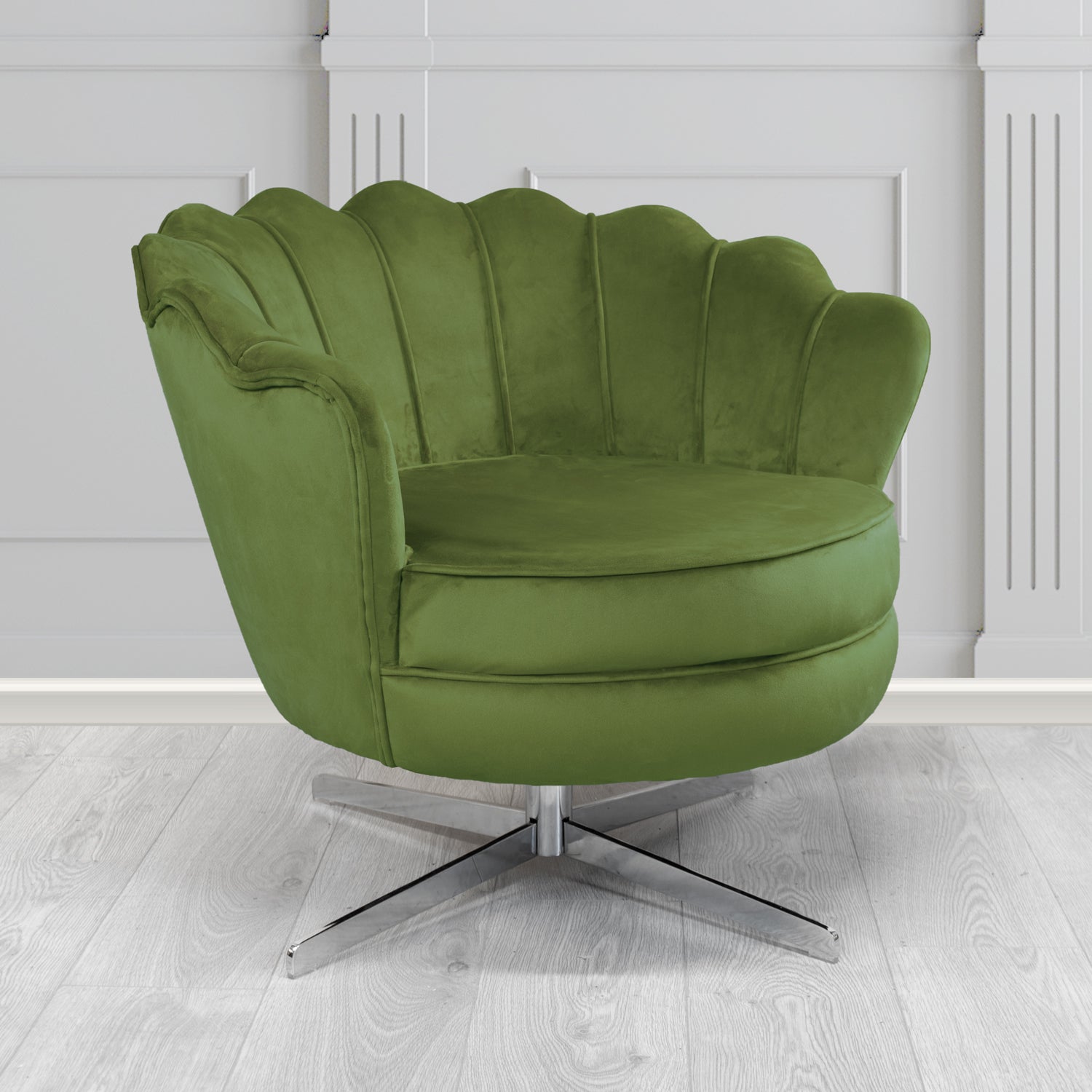 Olivia Swivel Shell Tub Chair in Sapore Crib 5 Velvet Fabric