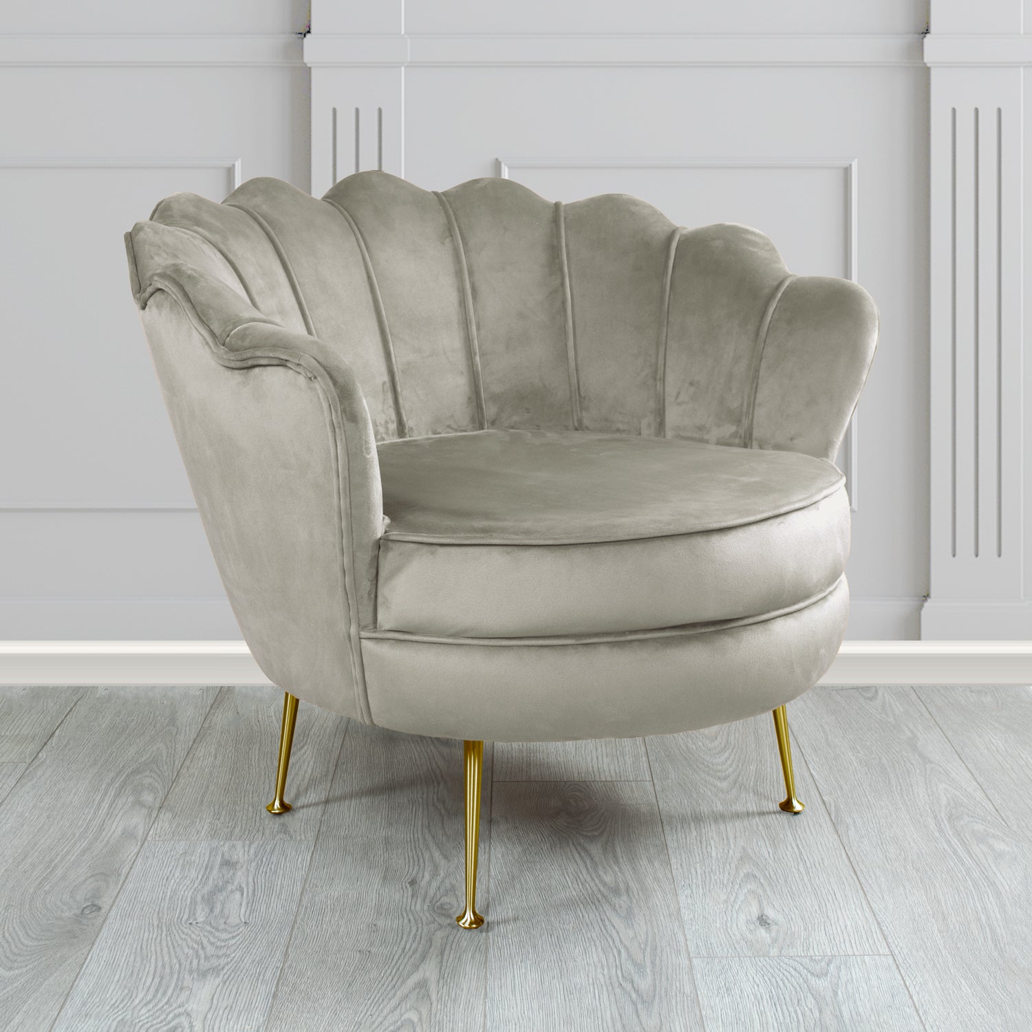 Olivia Shell Tub Chair in Sapore Plain Velvet Fabric
