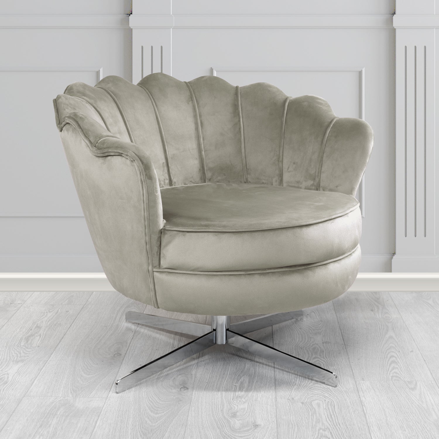 Olivia Swivel Shell Tub Chair in Sapore Crib 5 Velvet Fabric