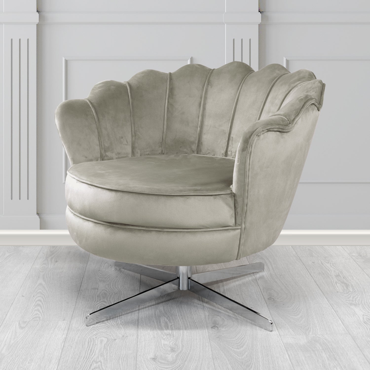 Olivia Swivel Shell Tub Chair in Sapore Crib 5 Velvet Fabric